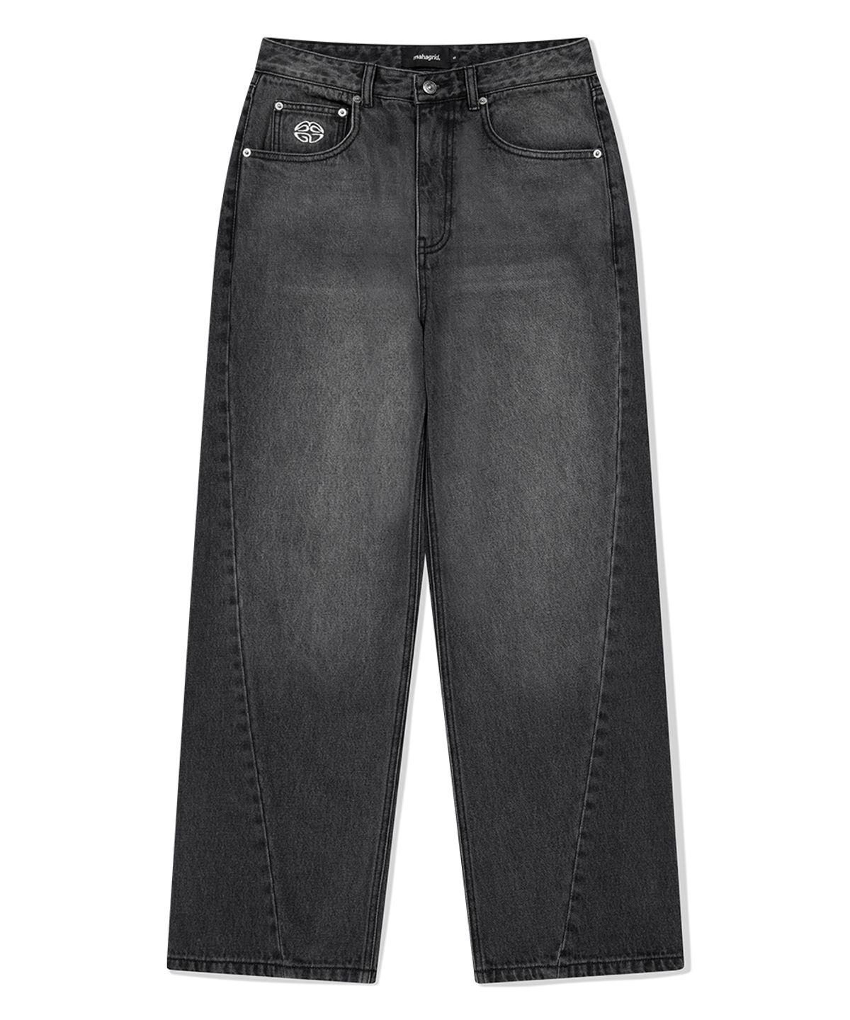 마하그리드(MAHAGRID) BACK LOGO WASHED DENIM PANT BLACK(MG2FFMD113A)