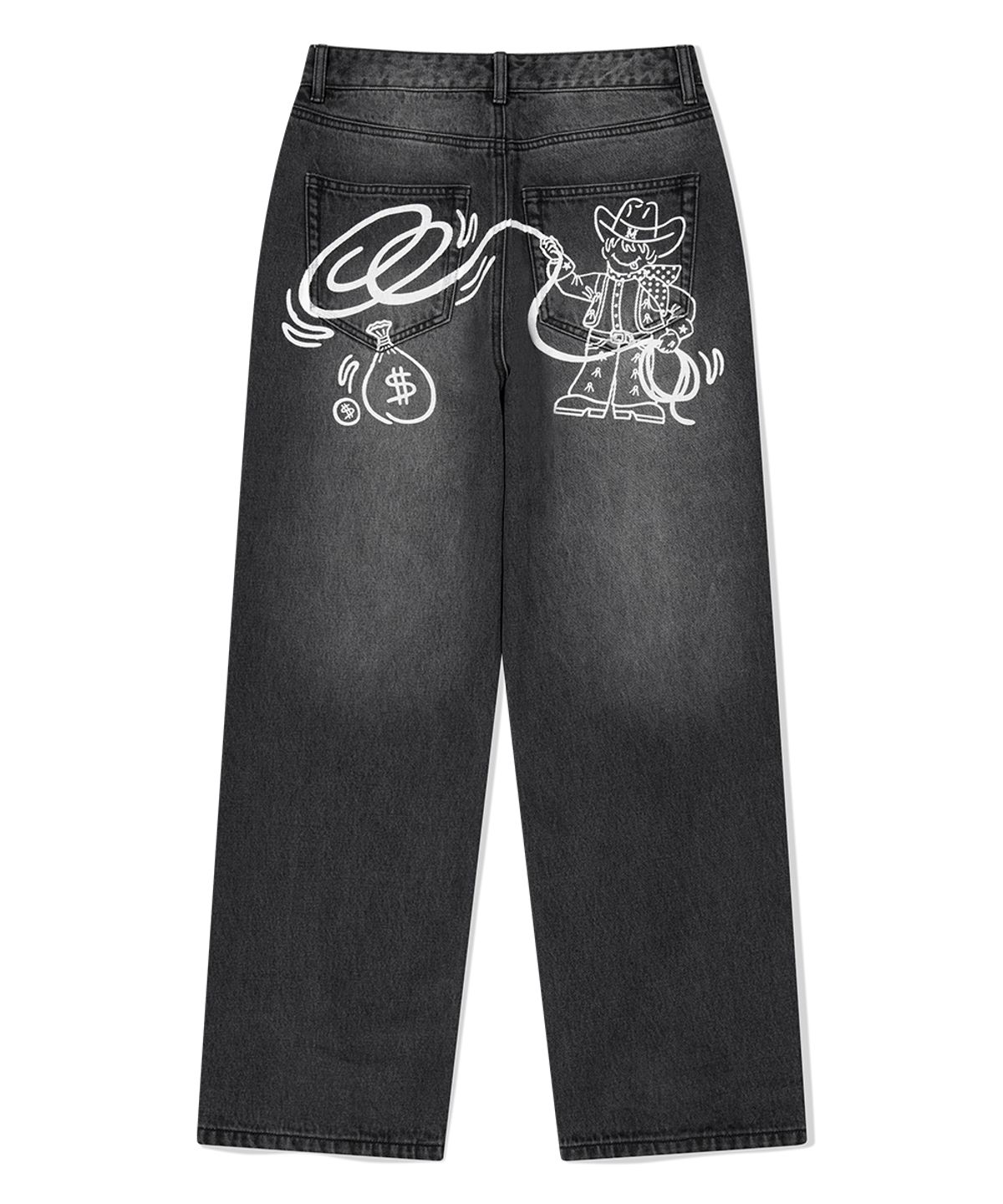 마하그리드(MAHAGRID) BACK LOGO WASHED DENIM PANT BLACK(MG2FFMD113A)