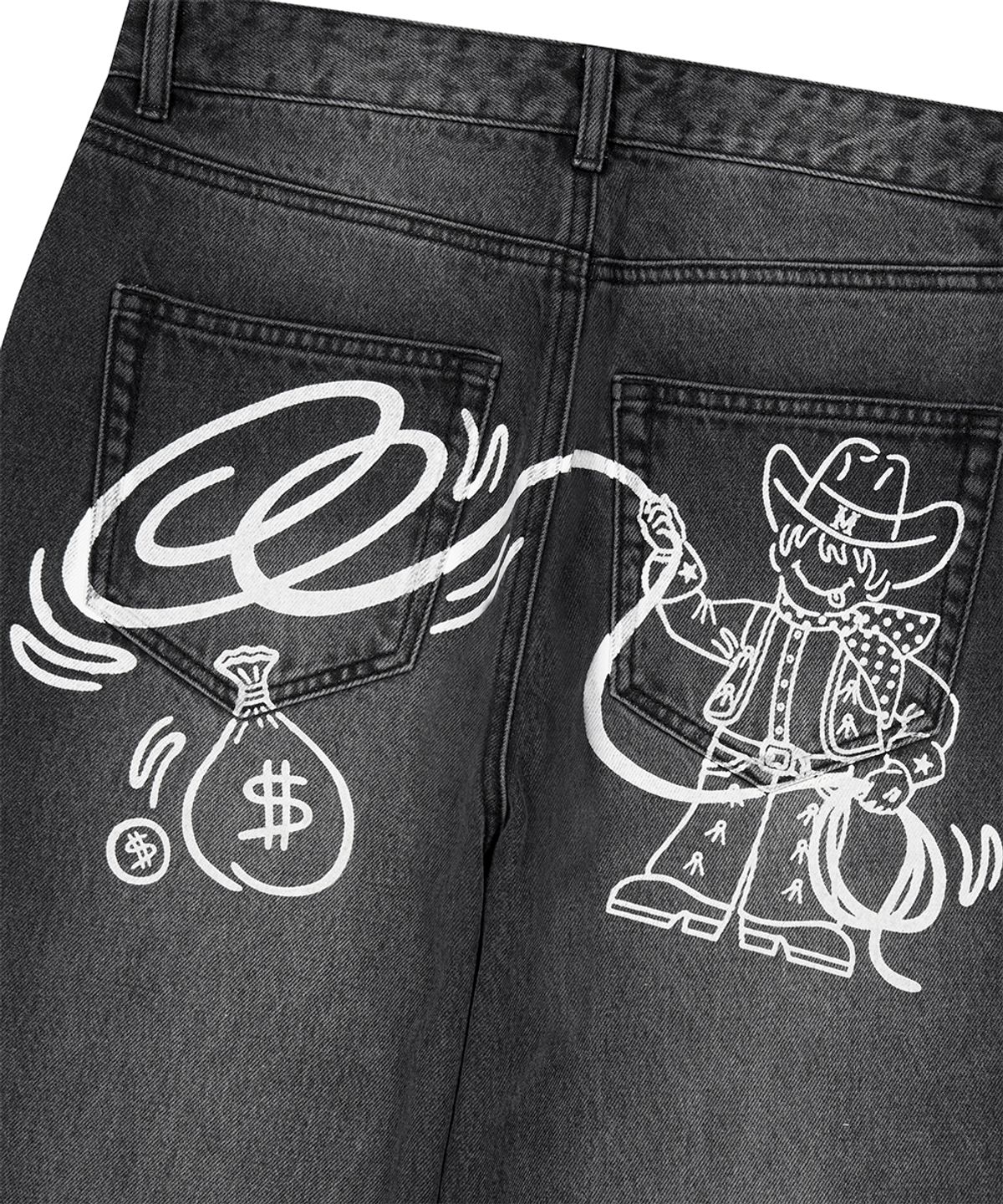 마하그리드(MAHAGRID) BACK LOGO WASHED DENIM PANT BLACK(MG2FFMD113A)