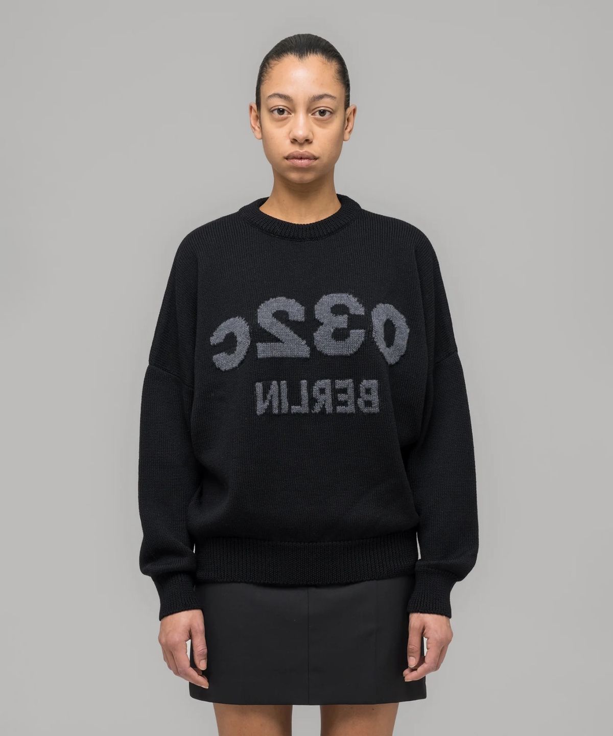 032씨(032C) (U) 셀피 스웨터 블랙/블랙 멜란지 SELFIE SWEATER BLACK/ BLACK MELANGE