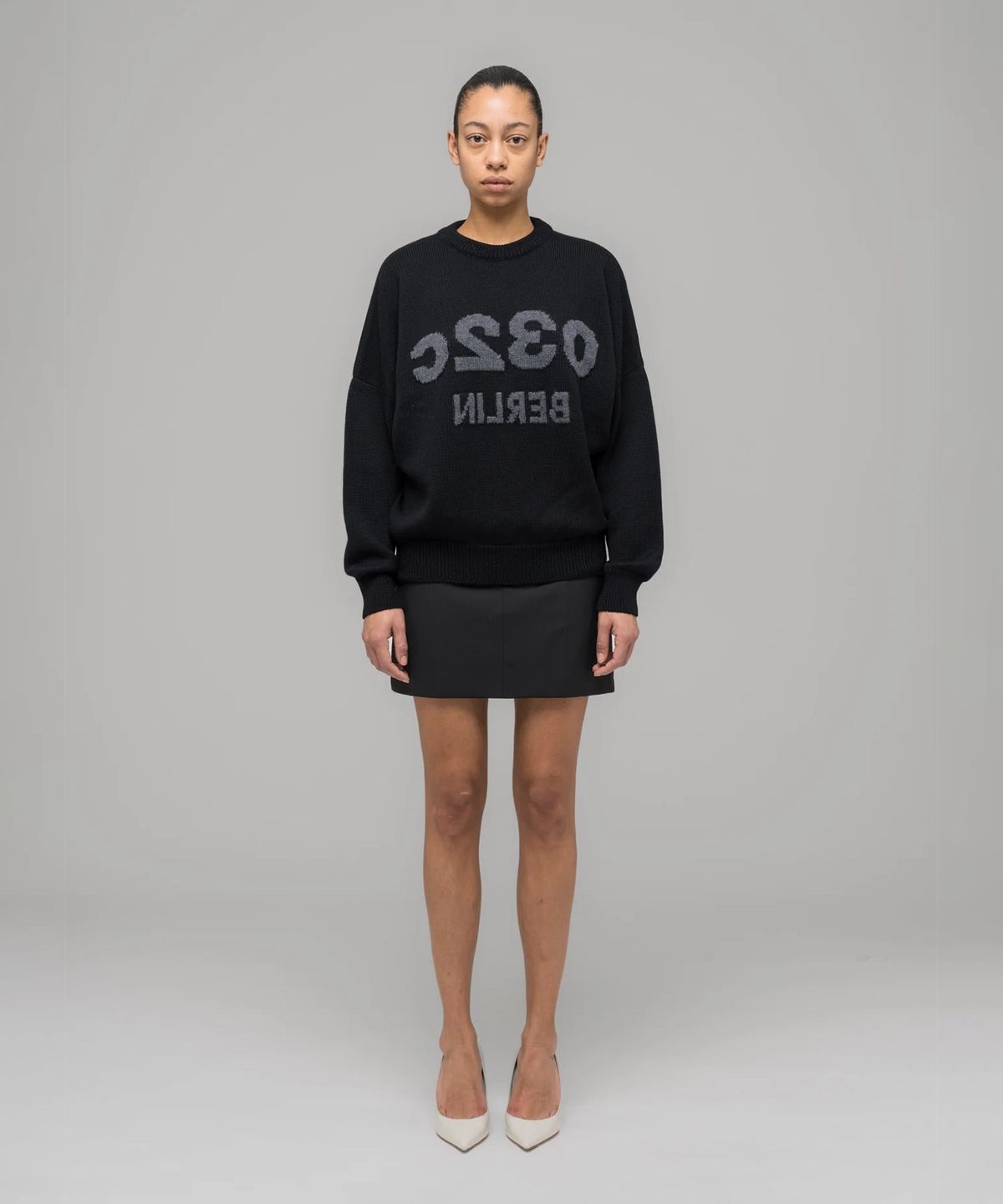 032씨(032C) (U) 셀피 스웨터 블랙/블랙 멜란지 SELFIE SWEATER BLACK/ BLACK MELANGE