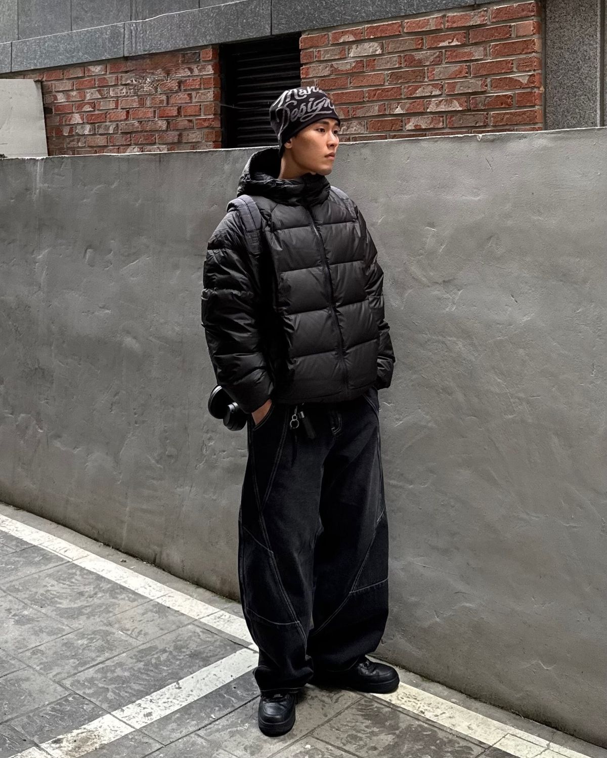 마하그리드(MAHAGRID) INK LOGO KNIT BEANIE KHAKI(MG2FFMAB35A)