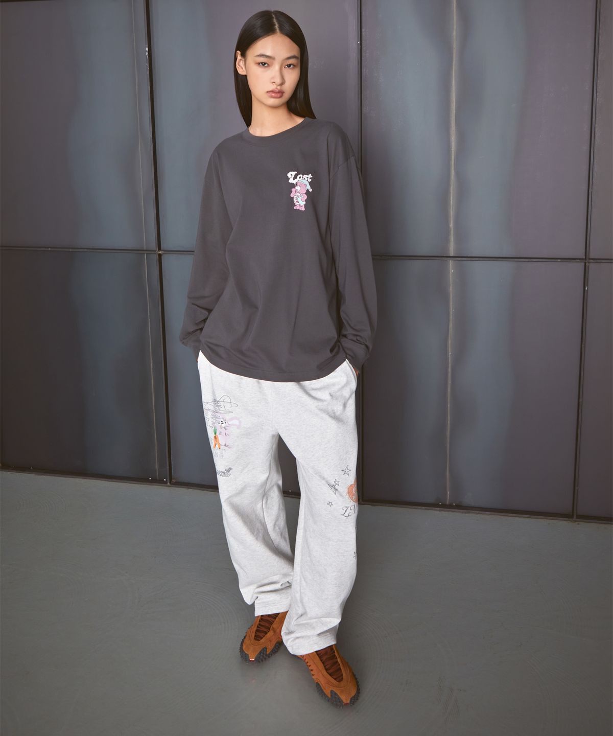 엘엠씨(LMC) SLEEPING BEAR LONG SLV TEE charcoal