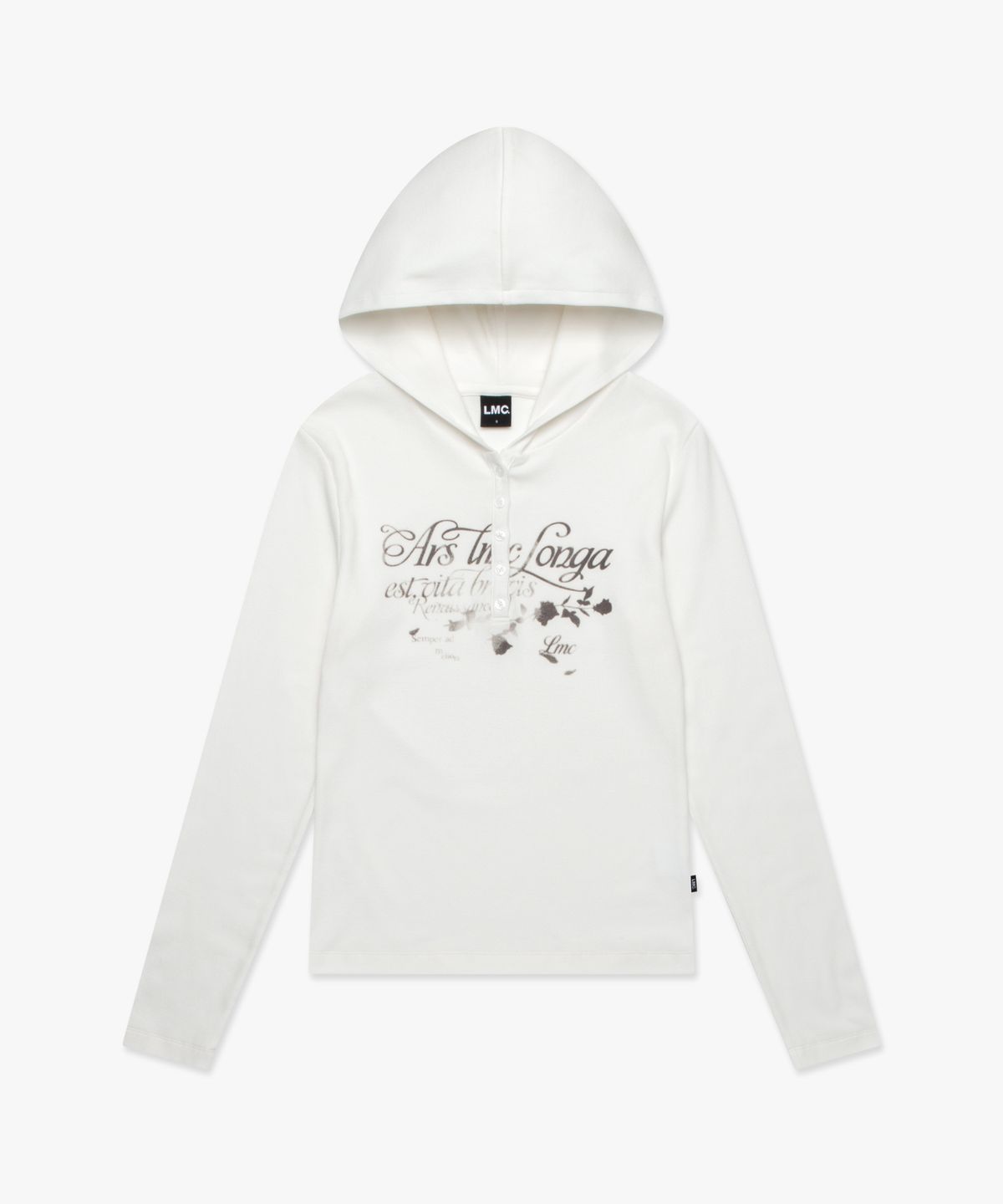 엘엠씨(LMC) WM BUTTON HOODED LONG SLV TEE white
