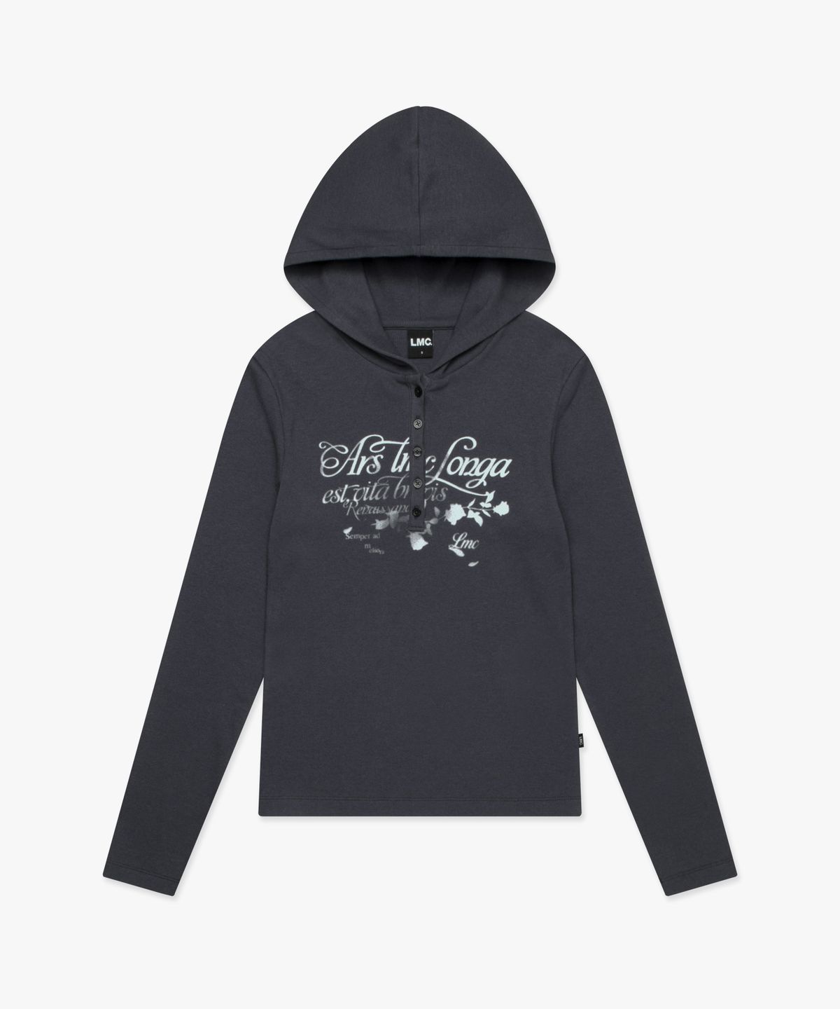 엘엠씨(LMC) WM BUTTON HOODED LONG SLV TEE charcoal