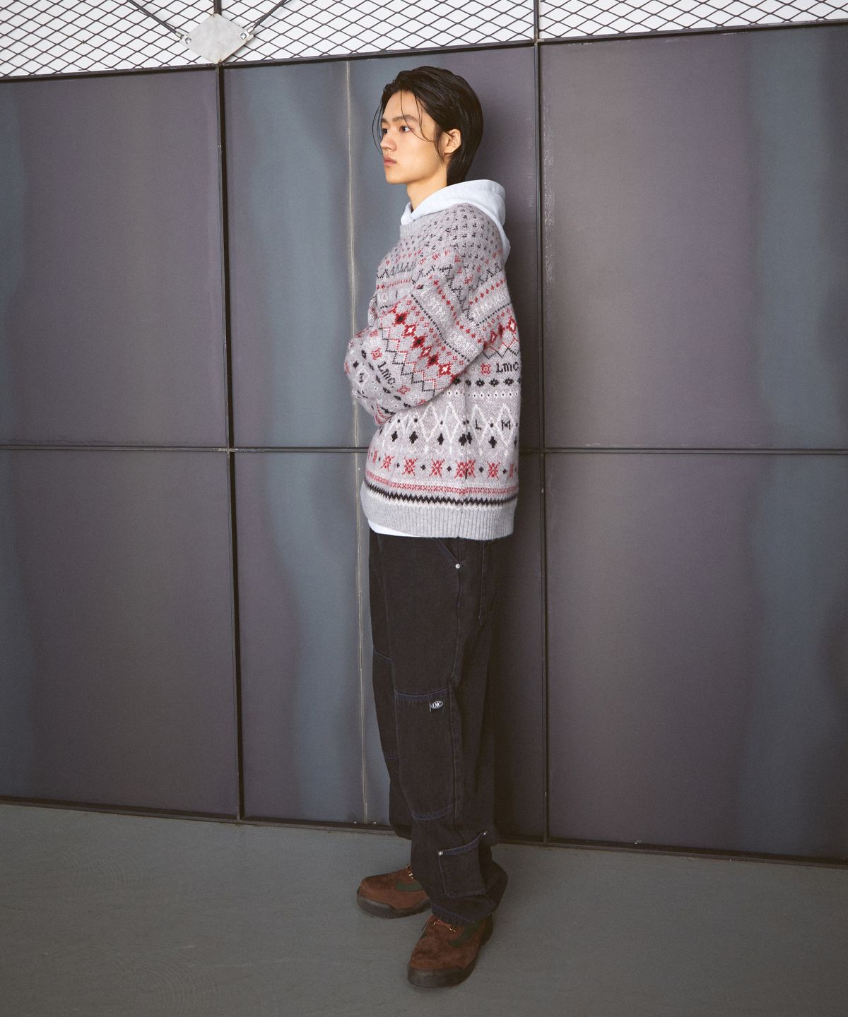 엘엠씨(LMC) CNTRST ST DOUBLE KNEE DENIM PANTS gray