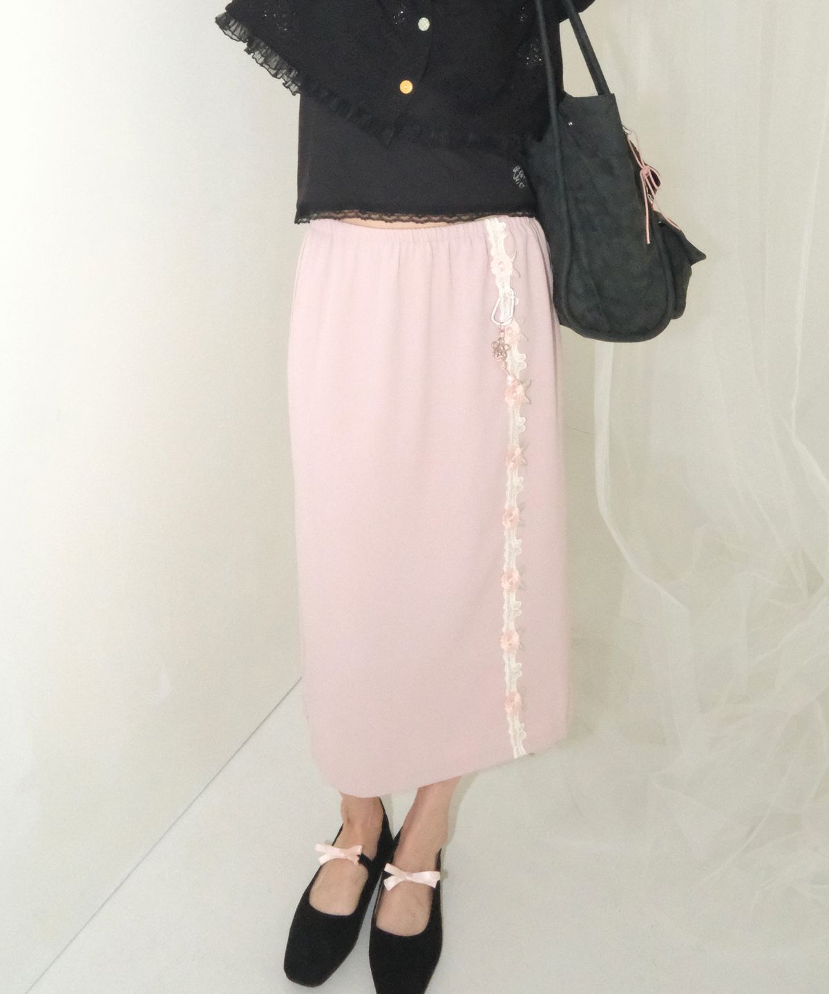 시월107(SIWL107) French Skirt (Rose)