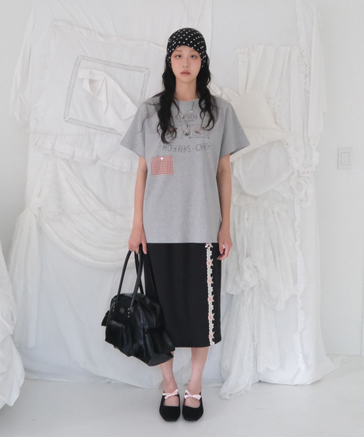 시월107(SIWL107) French Skirt (Black)