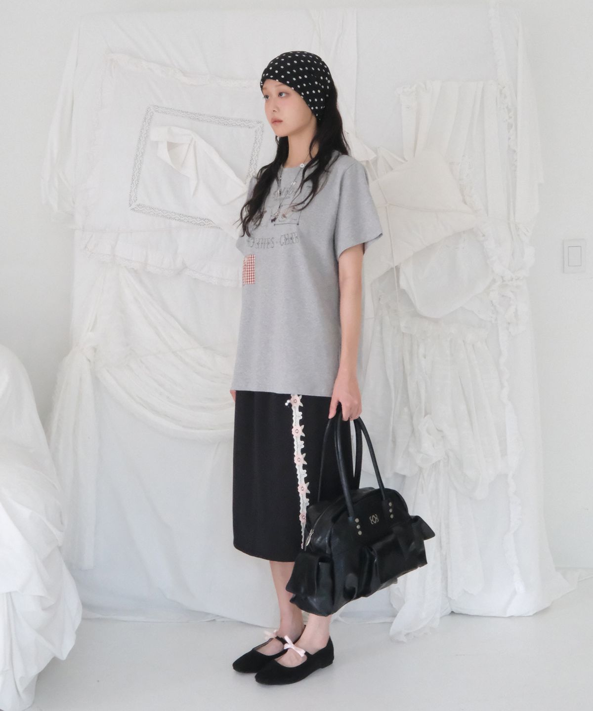시월107(SIWL107) French Skirt (Black)