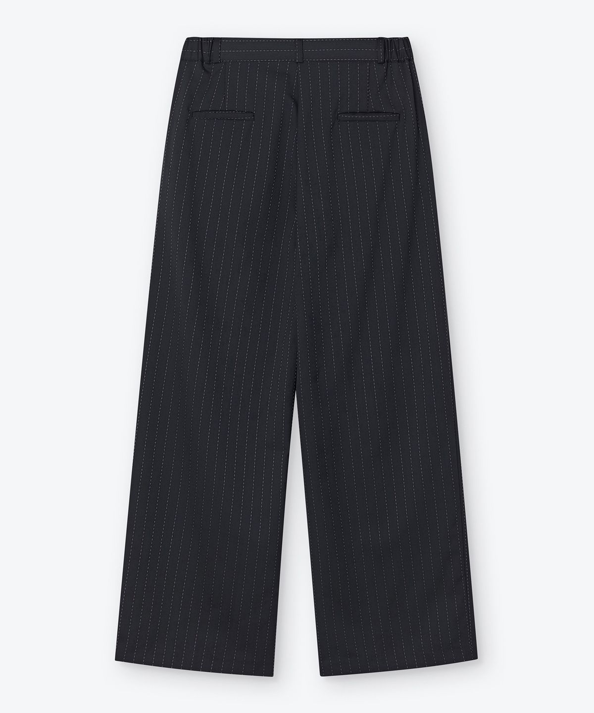 웨스켄(WESKEN) [UNISEX] PURPLE STRIPED TWO TUCK TROUSERS (BLACK)