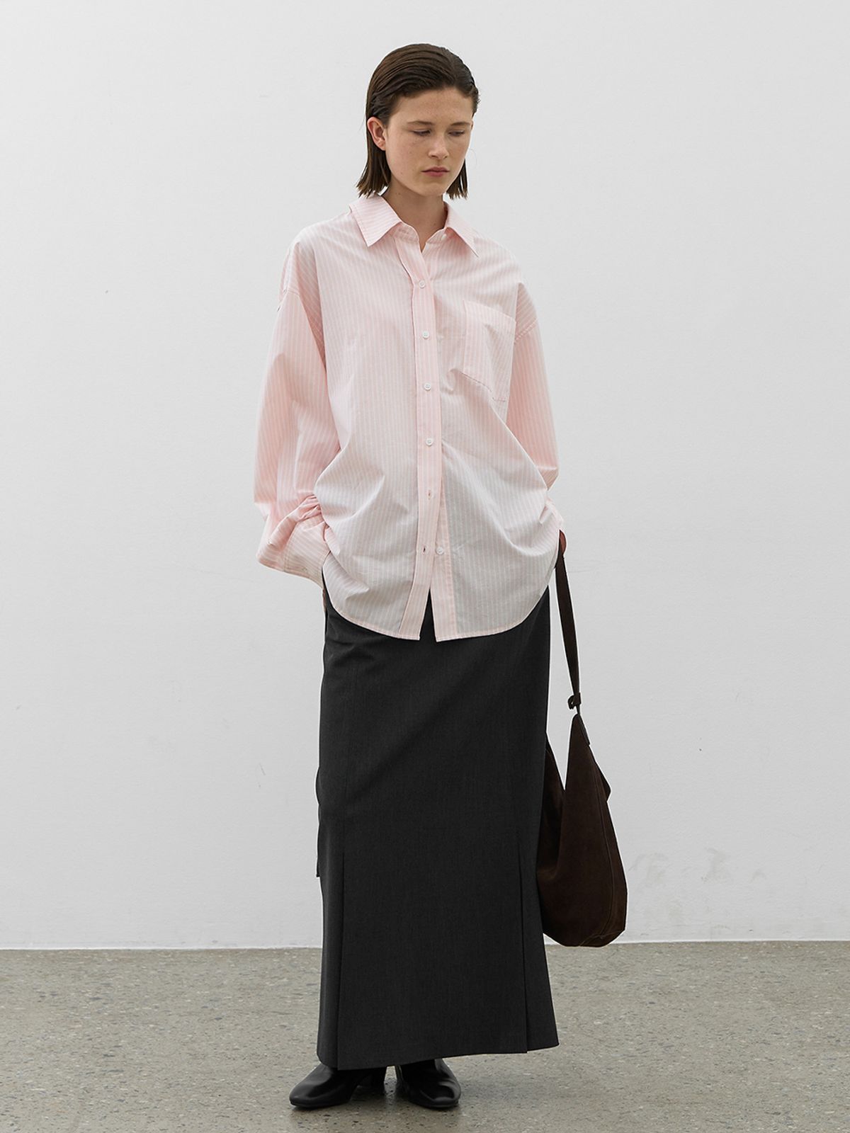 아틀리에 나인(ATELIER NAIN) ESSENTIAL SINGLE STRIPE RELAXED SHIR(BL-4383)