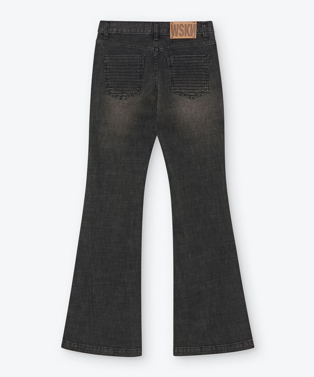 웨스켄(WESKEN) [WOMEN] STUDDED BOOTCUT DENIM PANTS (WASHED BLACK)
