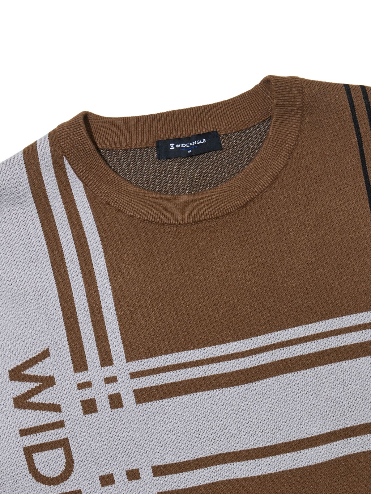 와이드앵글(WIDEANGLE) CO 빅패턴 포인트 라운드 스웨터 M_Light Brown