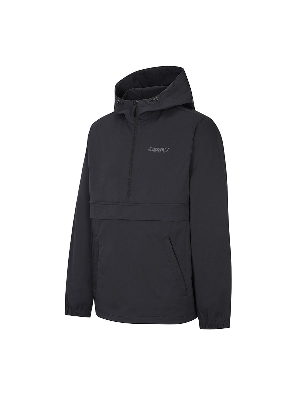 디스커버리 익스페디션(DISCOVERY EXPEDITION) 남성 내추럴 우븐 트레이닝 후드형 아노락 (BLACK)