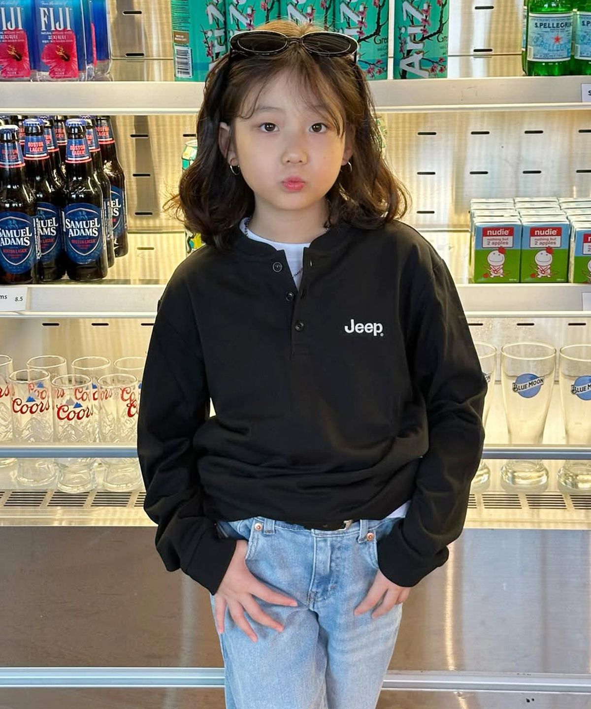 지프키즈(JEEPKIDS) 그린라벨 헨리넥 긴팔티(KQ5TSU011BK)