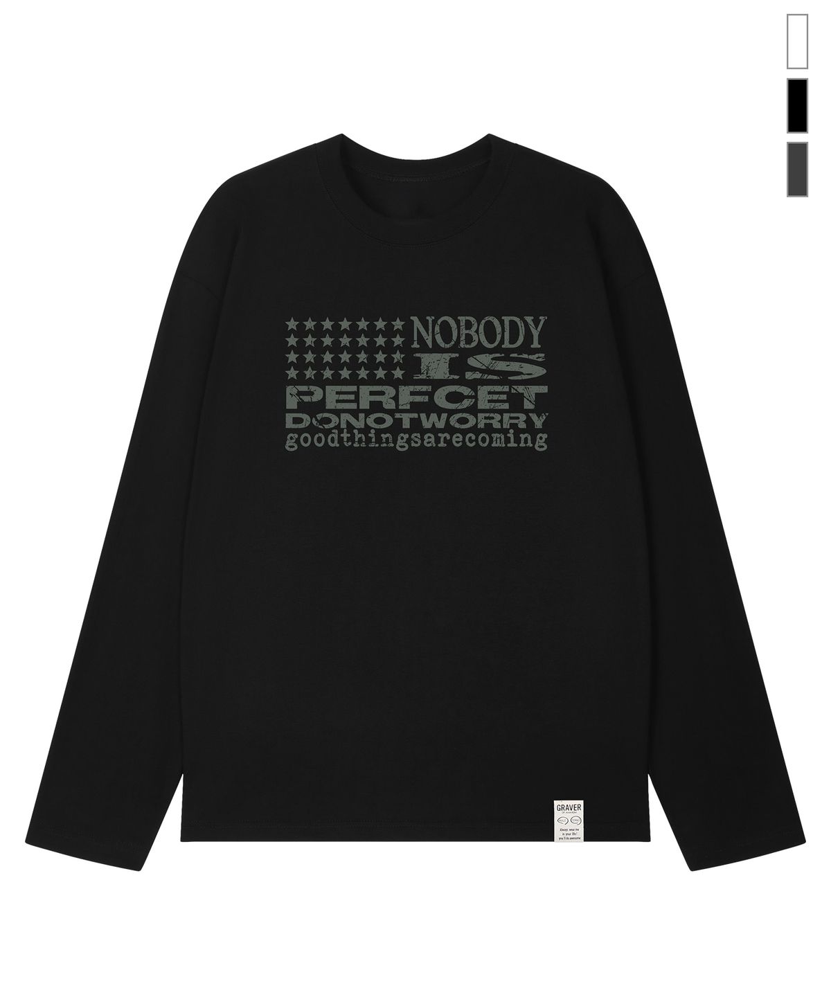 그레이버(GRAVER) [UNISEX]NOBODY 롱슬리브 티셔츠_3color