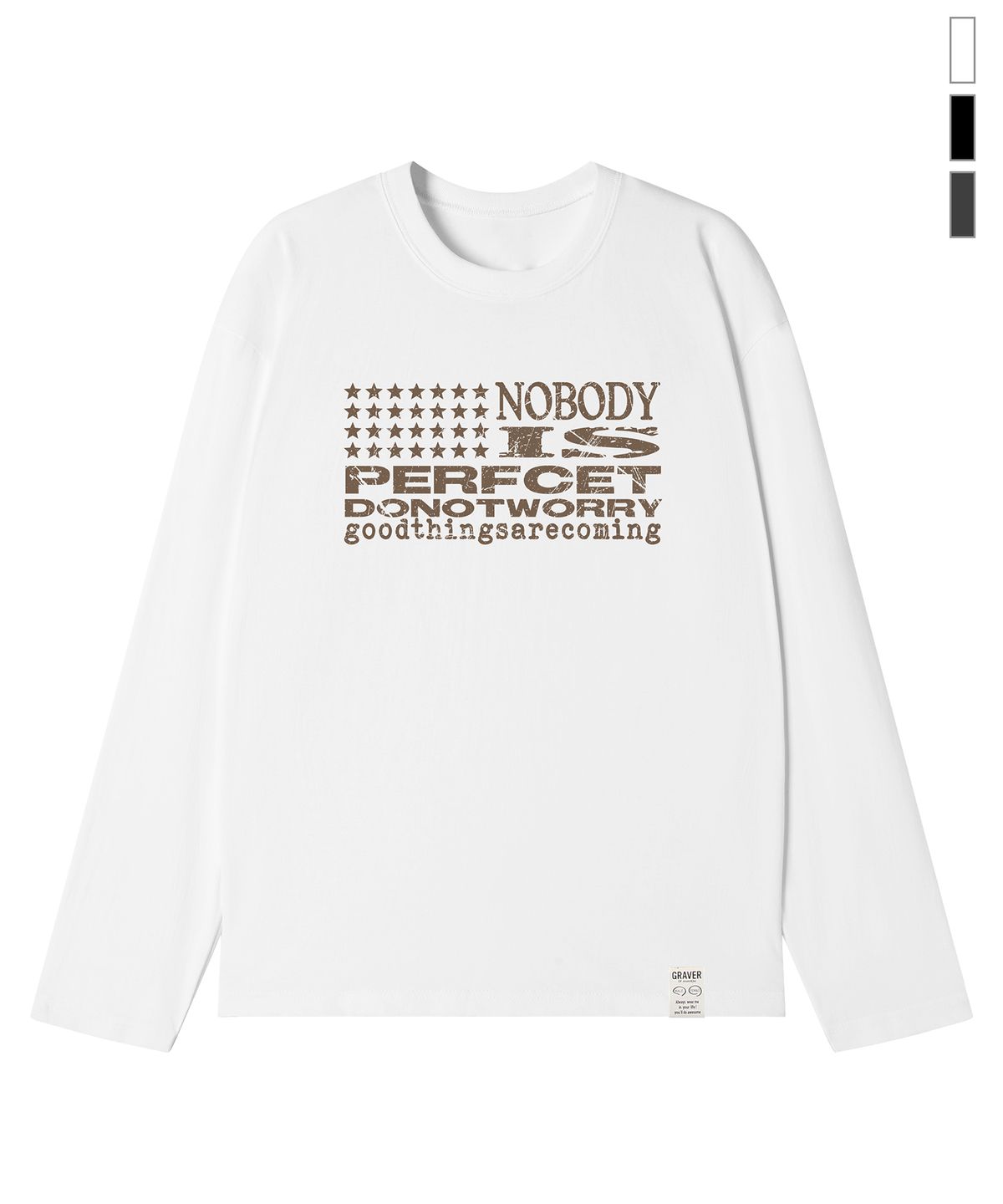 그레이버(GRAVER) [UNISEX]NOBODY 롱슬리브 티셔츠_3color