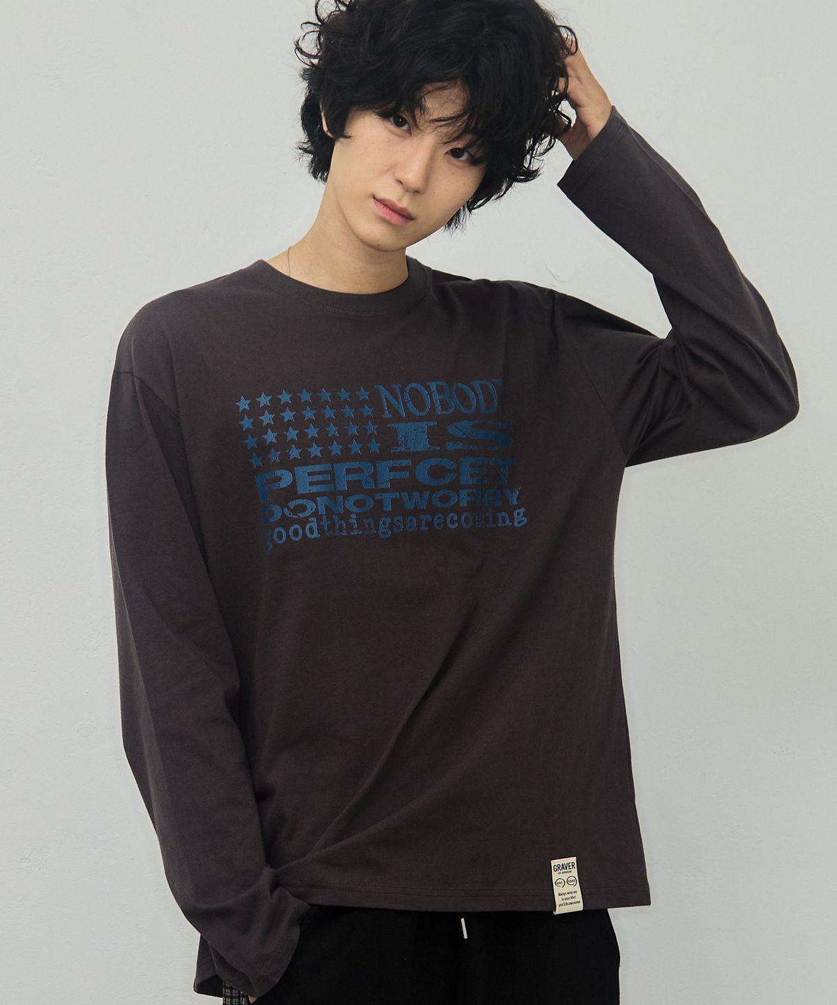 그레이버(GRAVER) [UNISEX]NOBODY 롱슬리브 티셔츠_3color