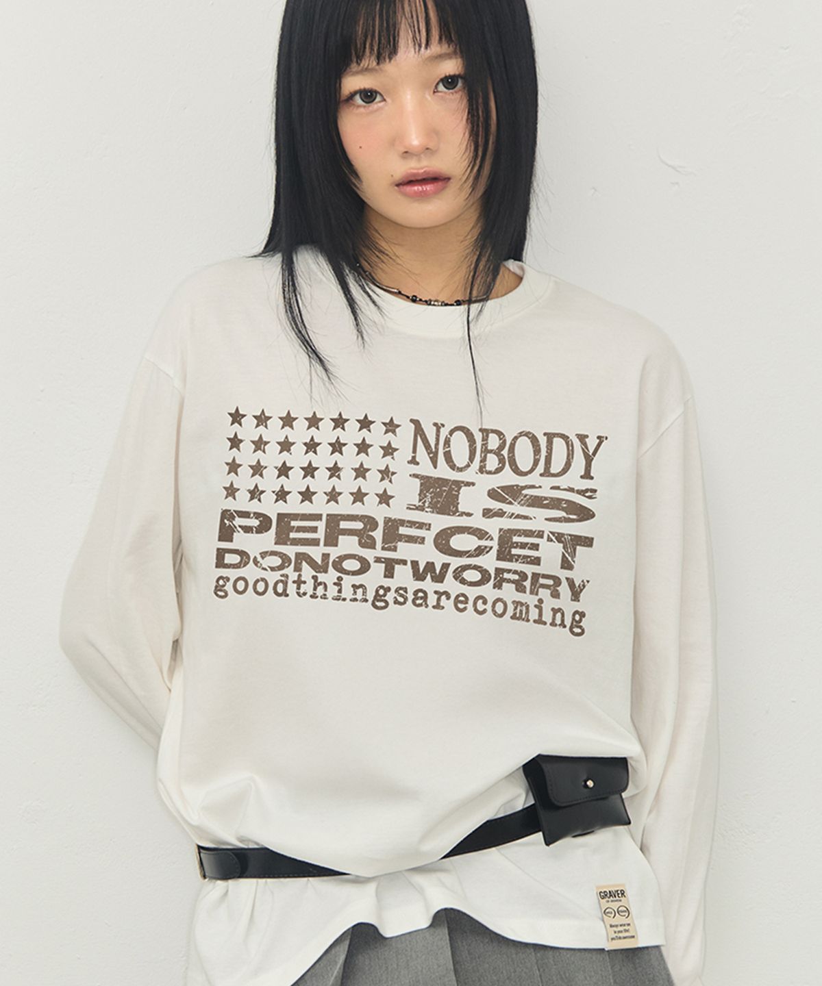 그레이버(GRAVER) [UNISEX]NOBODY 롱슬리브 티셔츠_3color