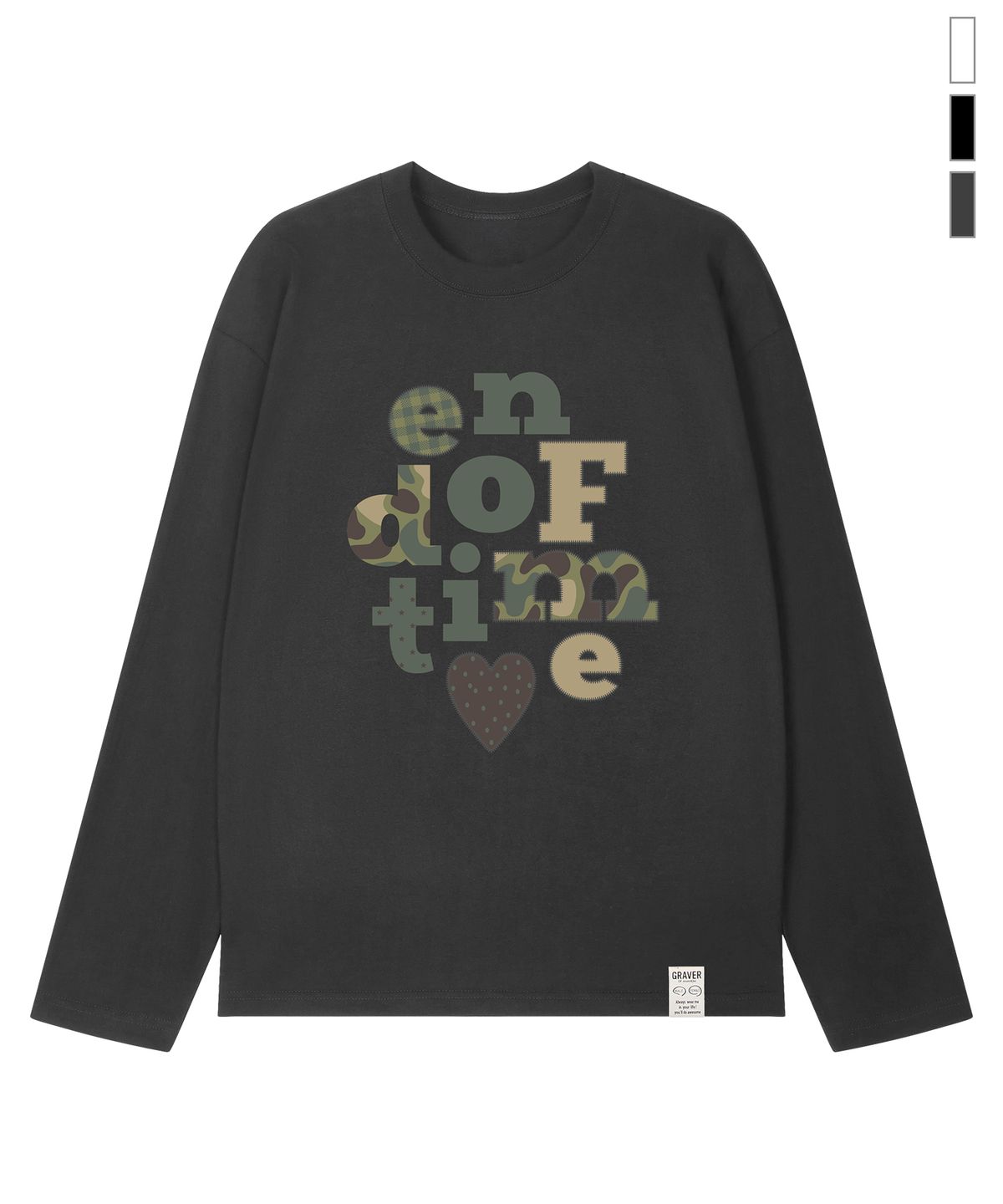 그레이버(GRAVER) [UNISEX]카모 END OF TIME 롱슬리브 티셔츠_3color