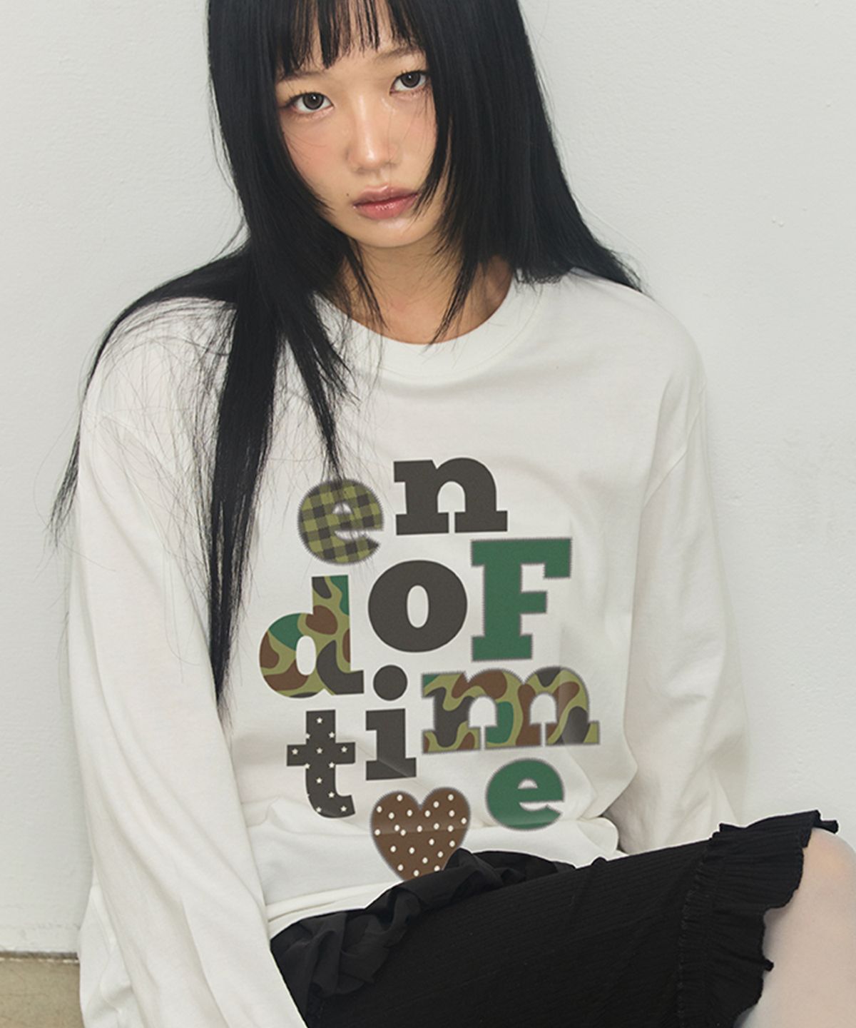 그레이버(GRAVER) [UNISEX]카모 END OF TIME 롱슬리브 티셔츠_3color