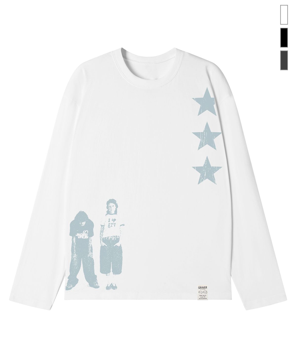 그레이버(GRAVER) [UNISEX]STAR 3 롱슬리브 티셔츠_3color