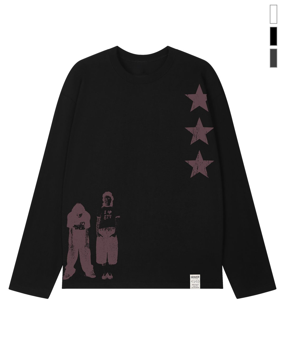 그레이버(GRAVER) [UNISEX]STAR 3 롱슬리브 티셔츠_3color
