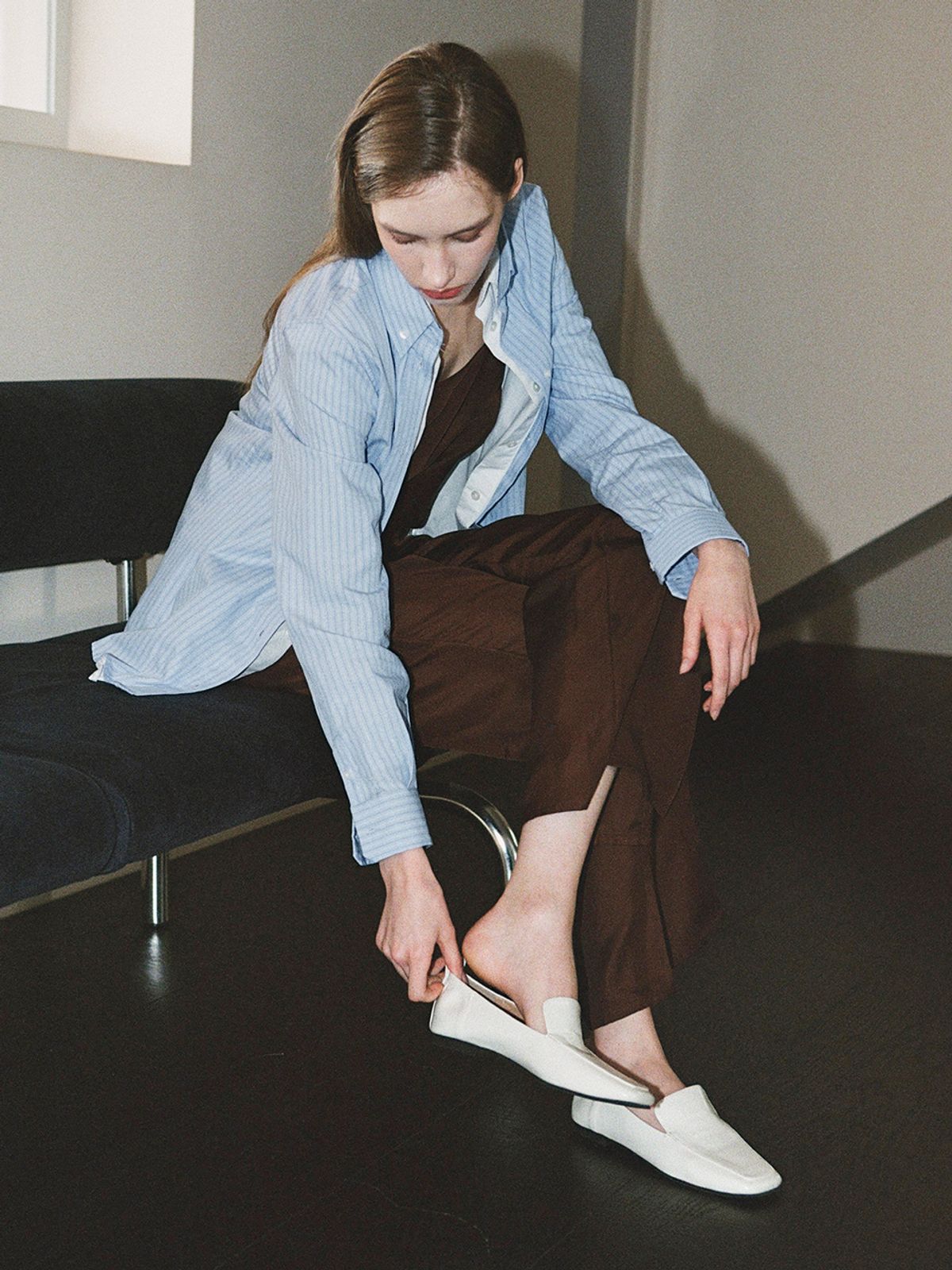 메티에(METIER) me2401 square stich mono loafer 스퀘어 스티치 모노 로퍼 - black