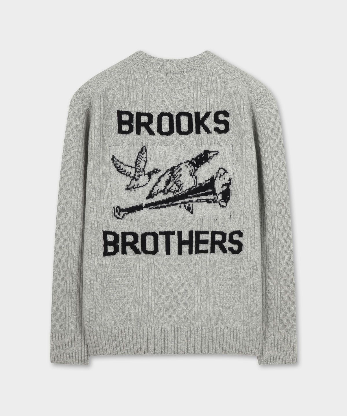 브룩스 브라더스(BROOKS BROTHERS) [Heritage] 케이블 아란 스웨터 (라이트그레이) (BBWRMHF408)
