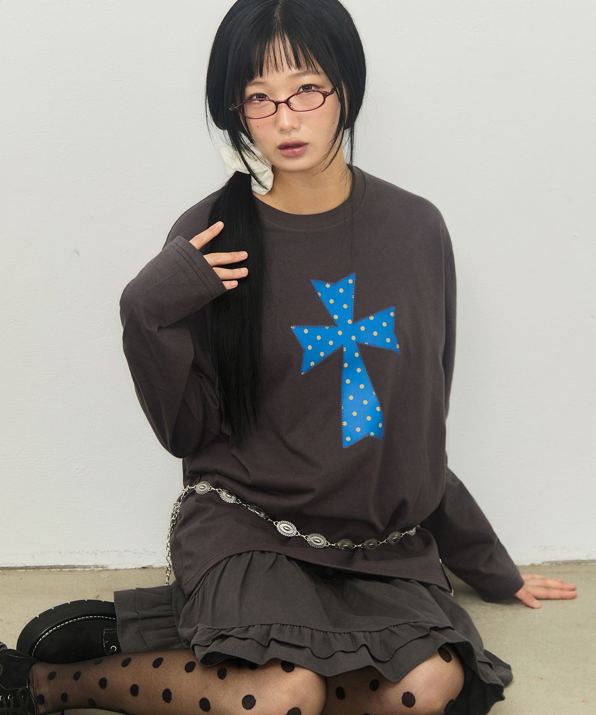 그레이버(GRAVER) [UNISEX]DOT CROSS 롱슬리브 티셔츠_3color