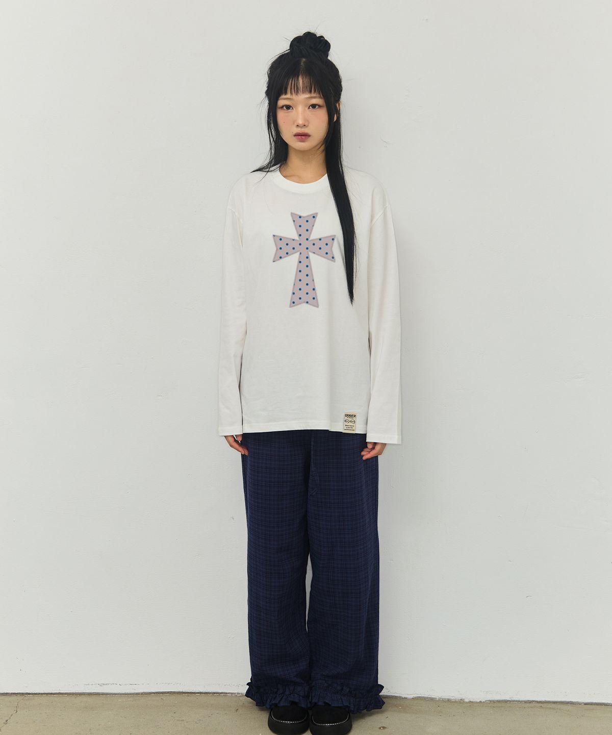 그레이버(GRAVER) [UNISEX]DOT CROSS 롱슬리브 티셔츠_3color