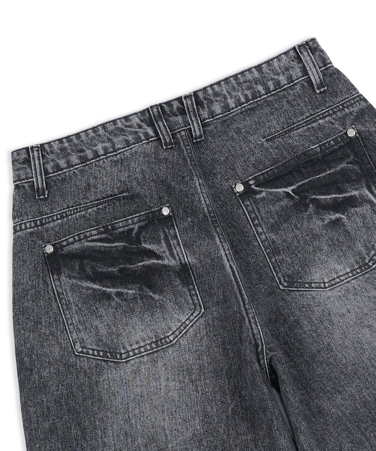 엑스톤즈(XTONZ) XP298 크리즈 도밍고 와이드 데님 팬츠 (BLACK)