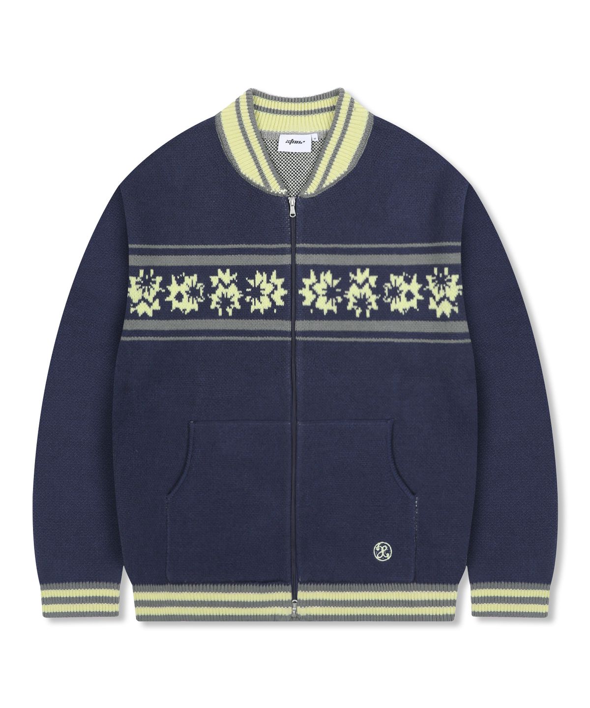 엑스톤즈(XTONZ) XTK161 스포어 스타디움 니트 집업 (NAVY)