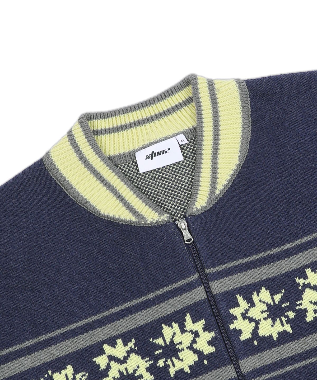 엑스톤즈(XTONZ) XTK161 스포어 스타디움 니트 집업 (NAVY)