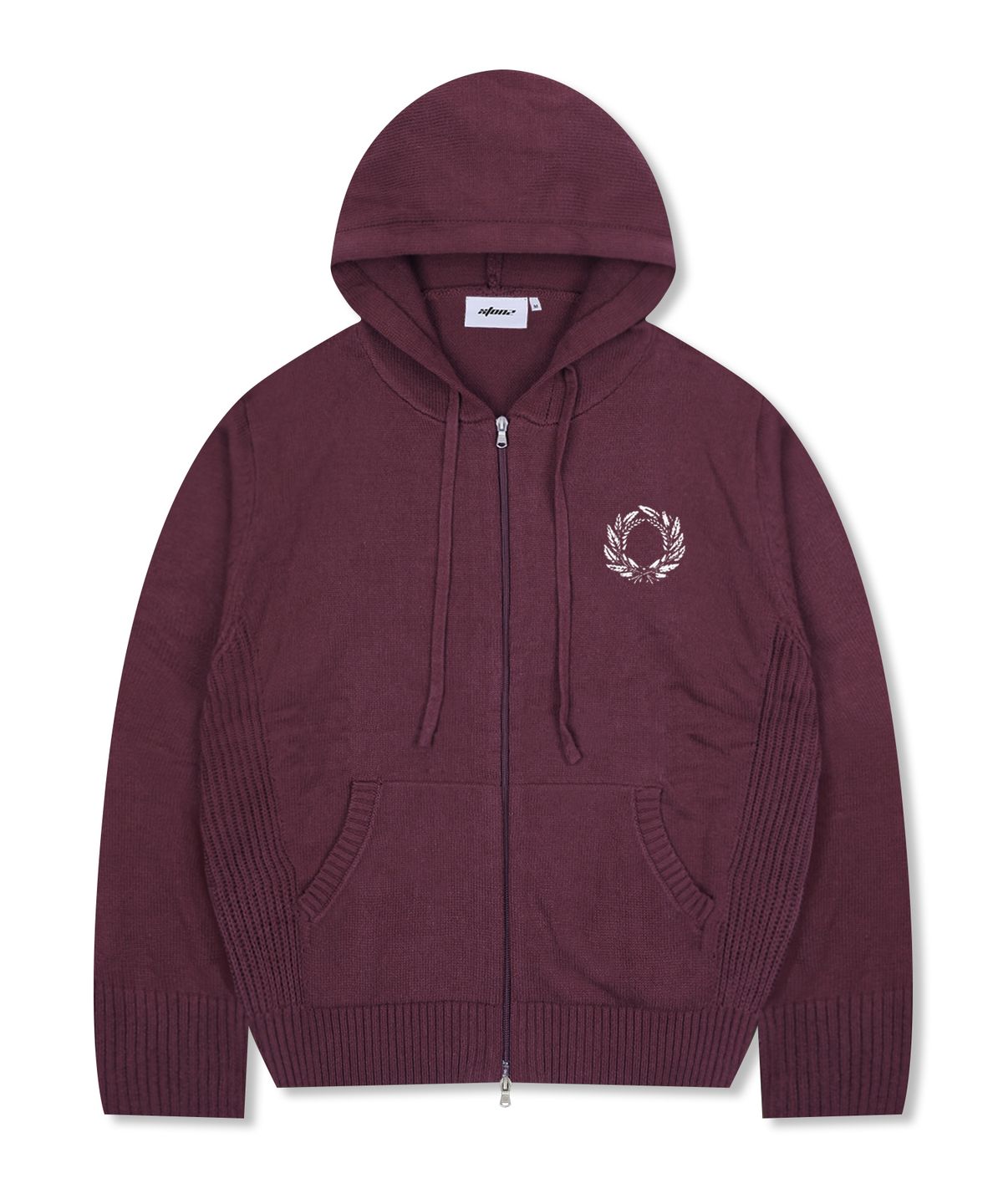 엑스톤즈(XTONZ) XTK156 모노 니트 후드 집업 (BURGUNDY)