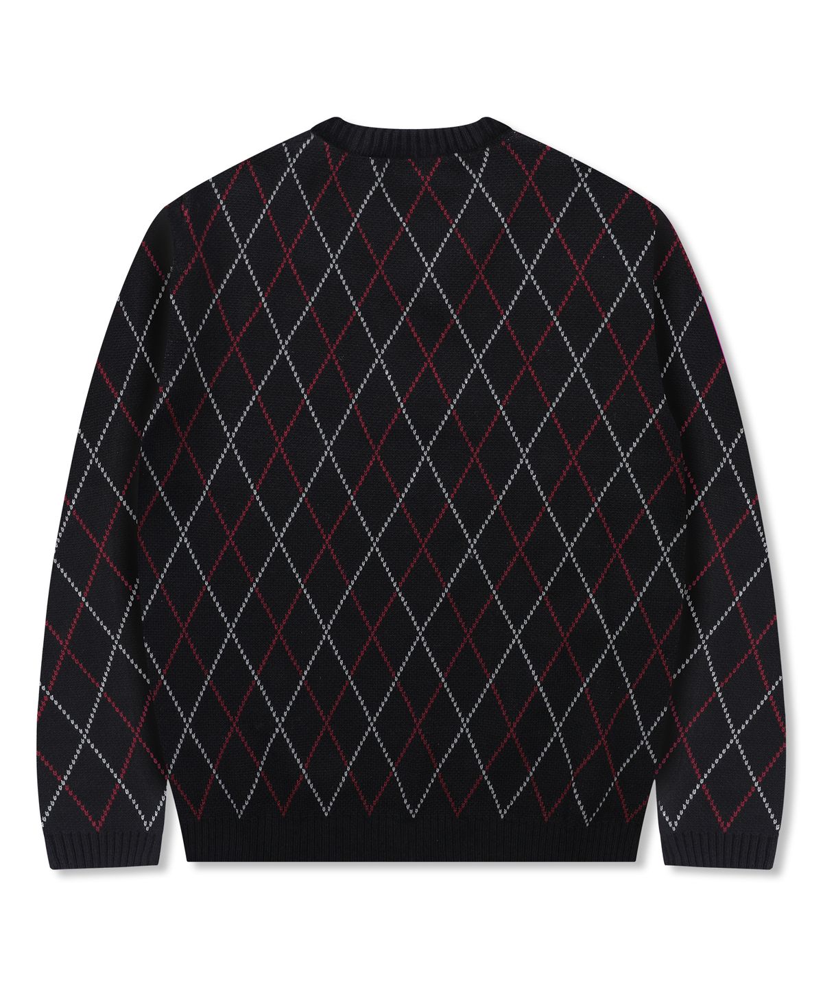 엑스톤즈(XTONZ) XTK171 아가일 브이넥 풀오버 니트 (BLACK)