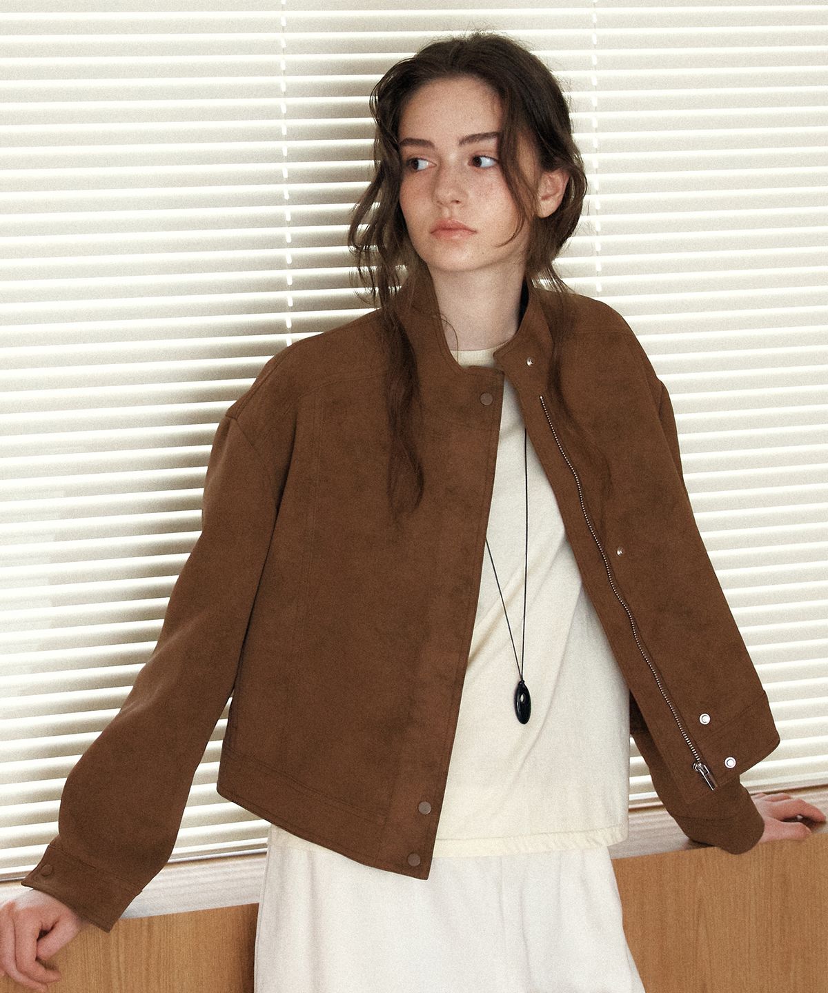 엽페(YUPPE) SUEDE BLOUSON JACKET_BROWN