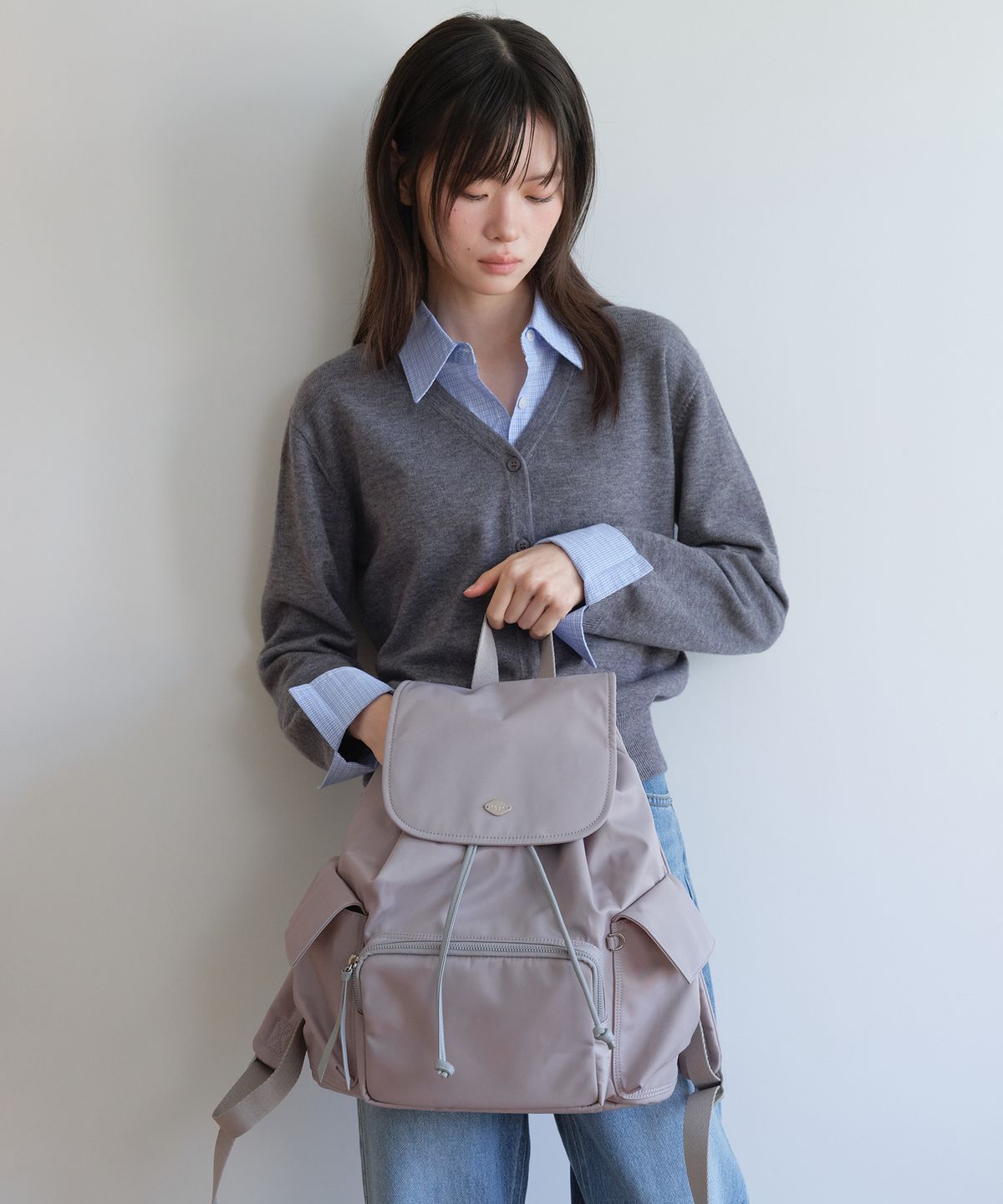 엽페(YUPPE) POCKET NYLON BACKPACK_LIGHT GRAY