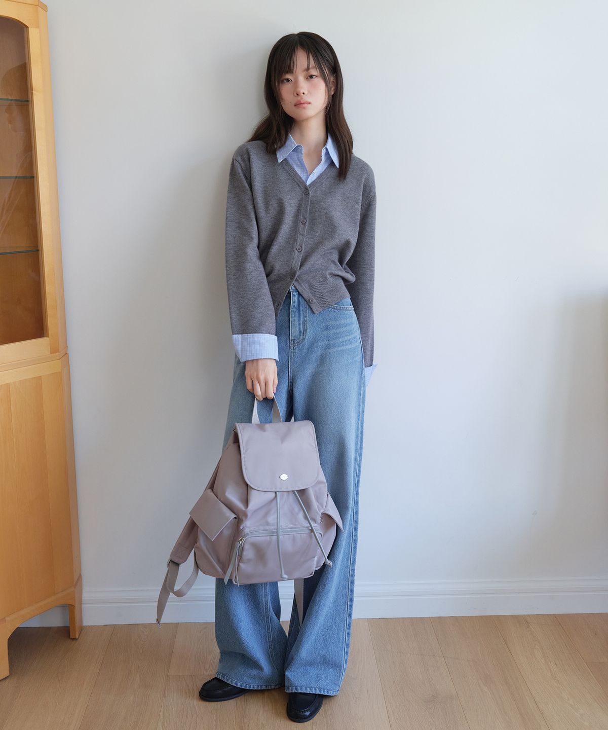 엽페(YUPPE) POCKET NYLON BACKPACK_LIGHT GRAY