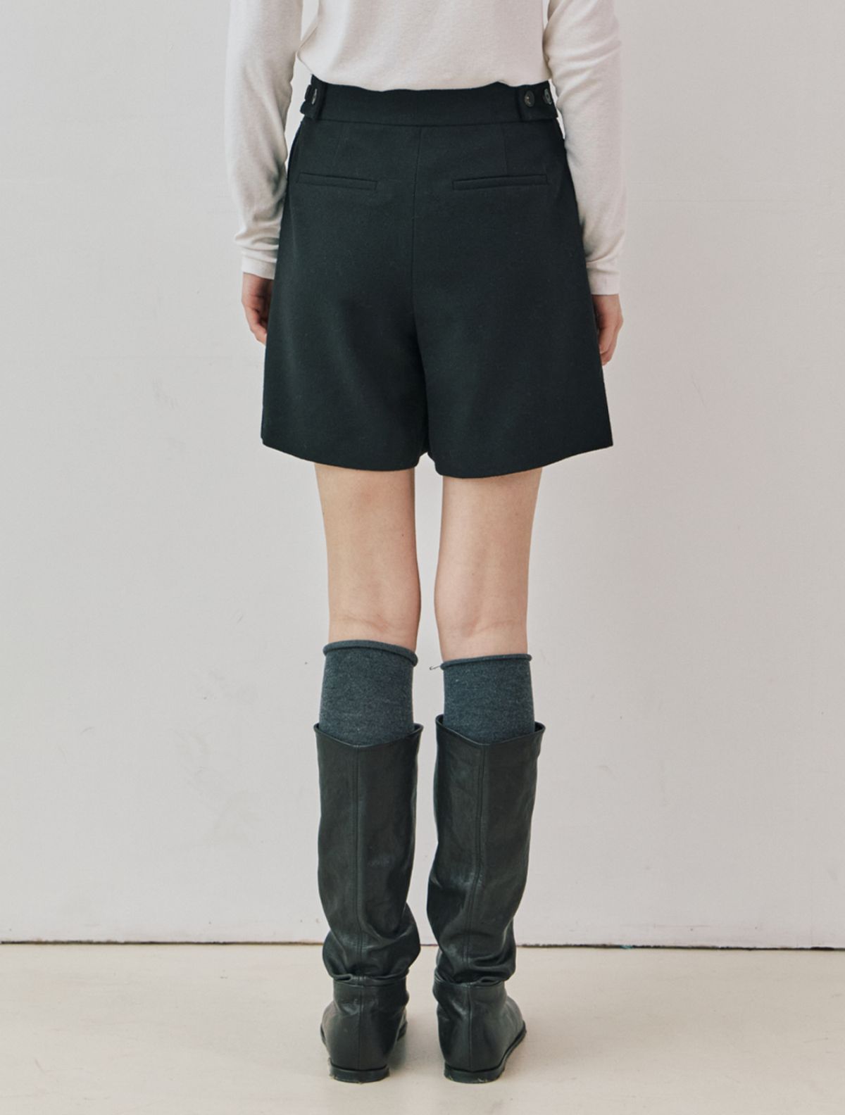 클루니(CLUNY) Wool skirt pants - black