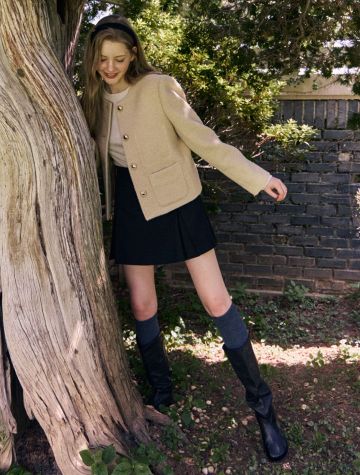 클루니(CLUNY) Wool skirt pants - black