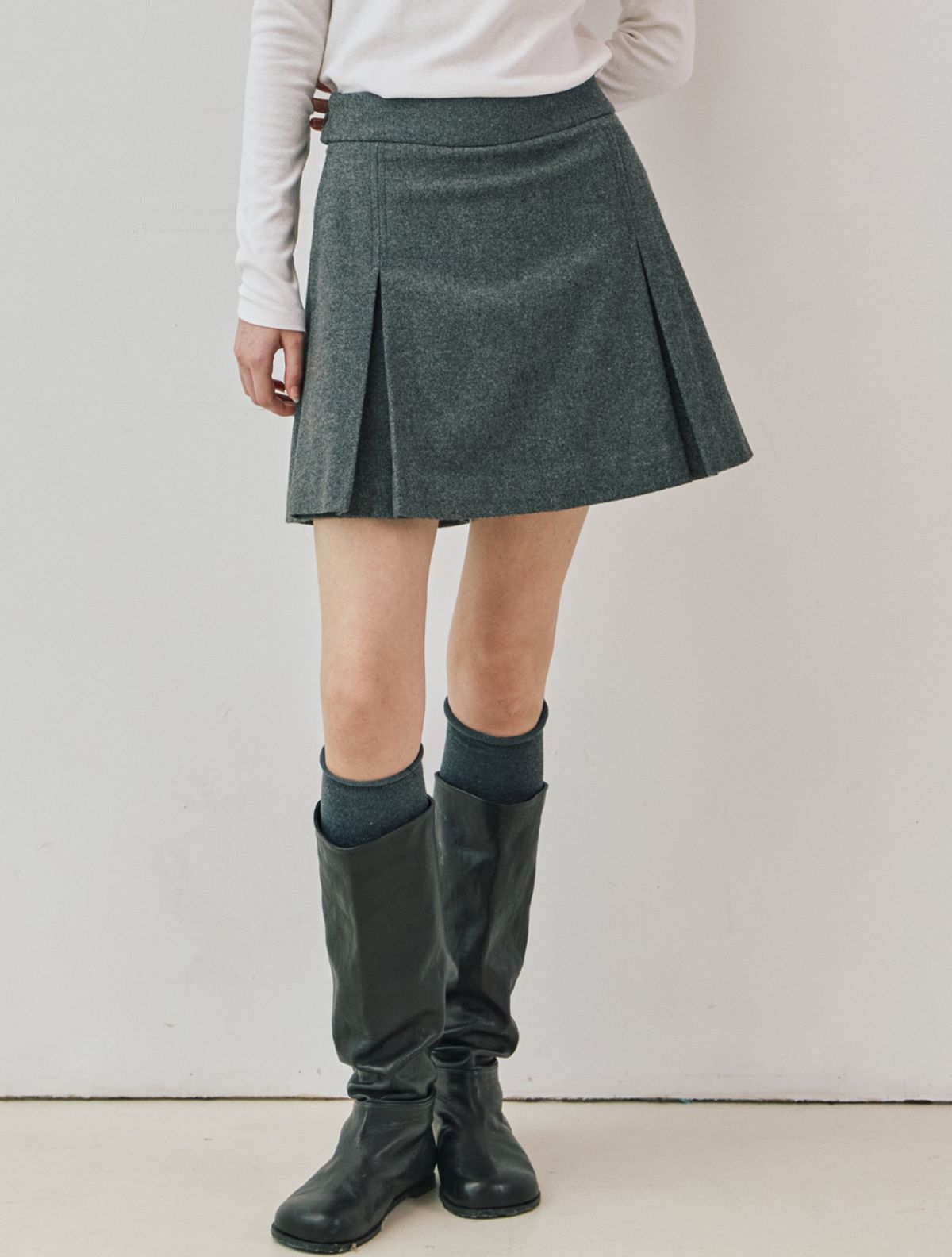클루니(CLUNY) Wool skirt pants - black