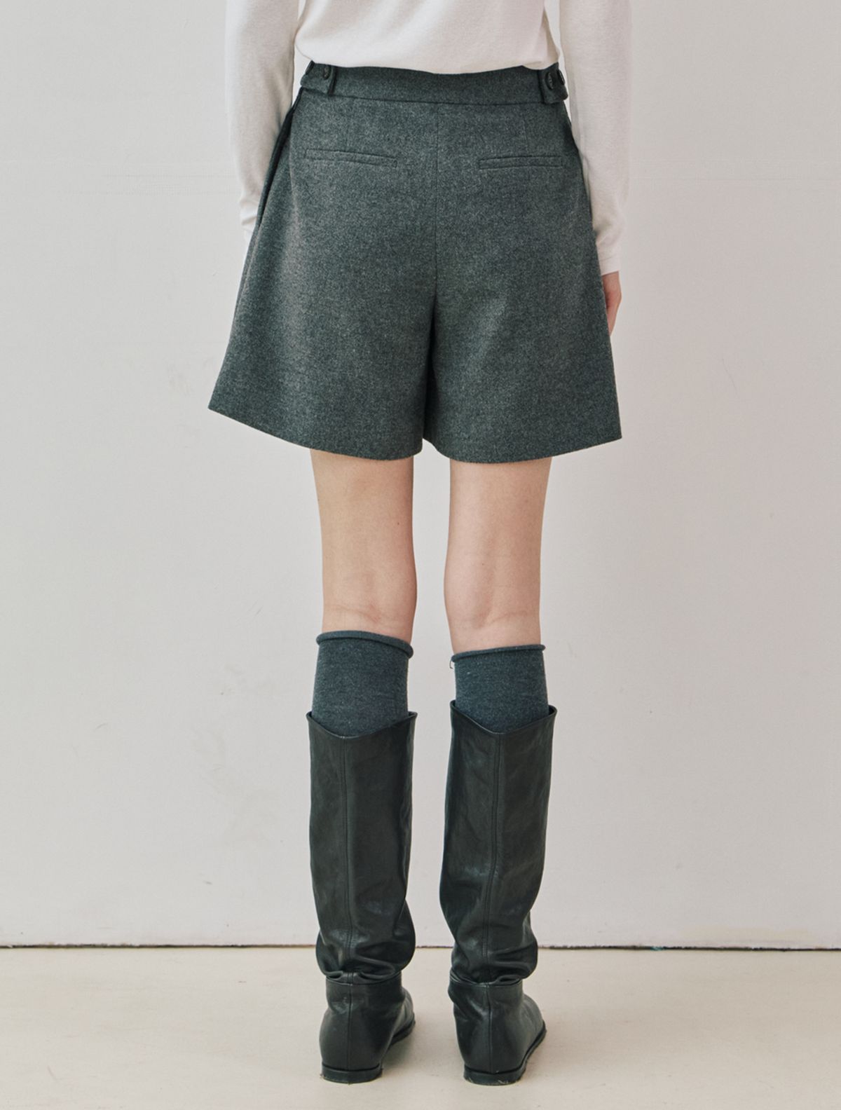 클루니(CLUNY) Wool skirt pants - black