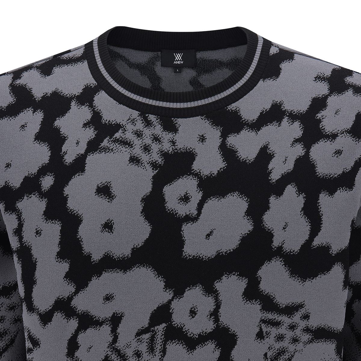 어뉴골프(ANEW GOLF) MEN FA FLOWER PATTERN SWEATER_BK