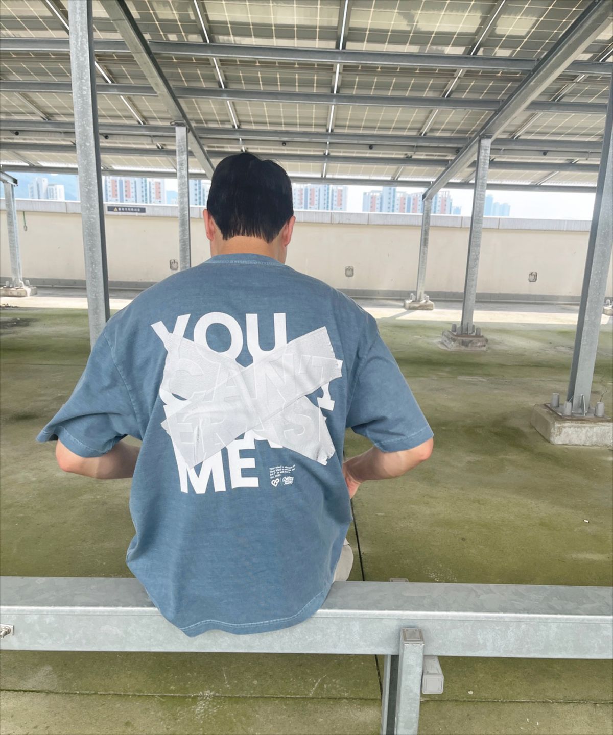 커버라이즈(COVERIZE) 피그먼트 YCEM SILVER  그래픽 티셔츠 (M/BLUE)