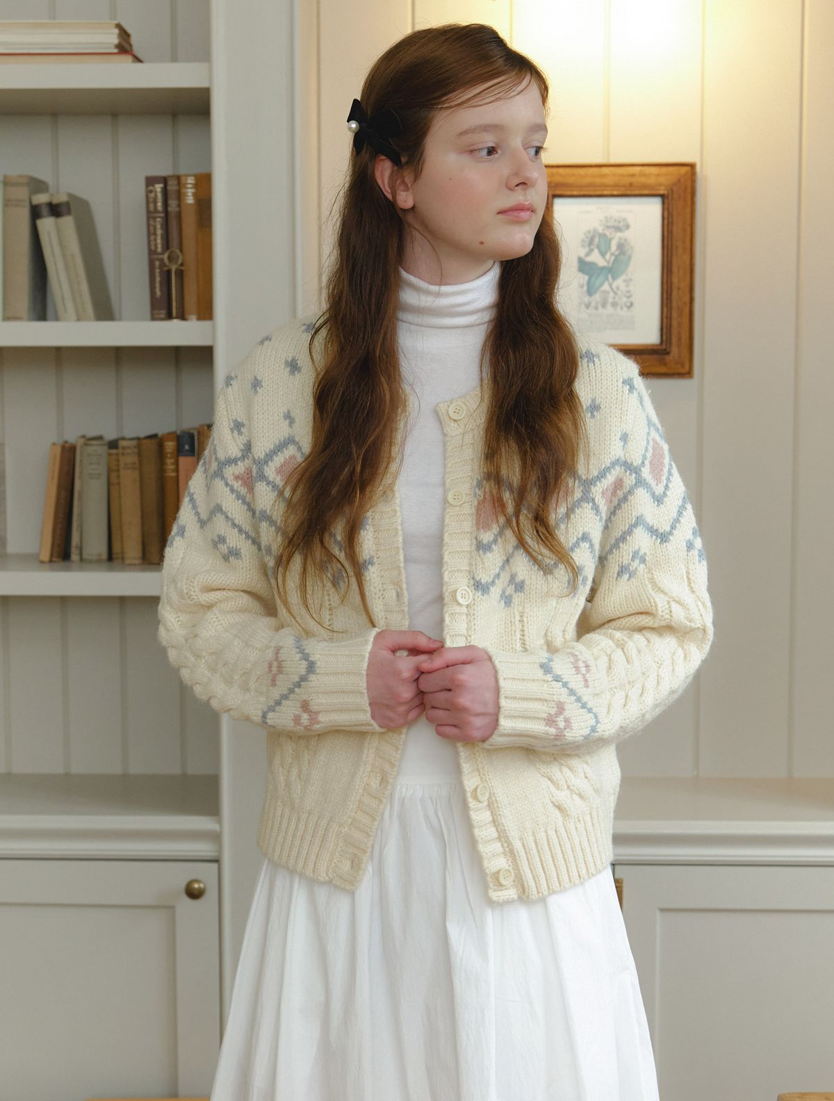 클루니(CLUNY) Rustic mood twist wool cardigan - ivory