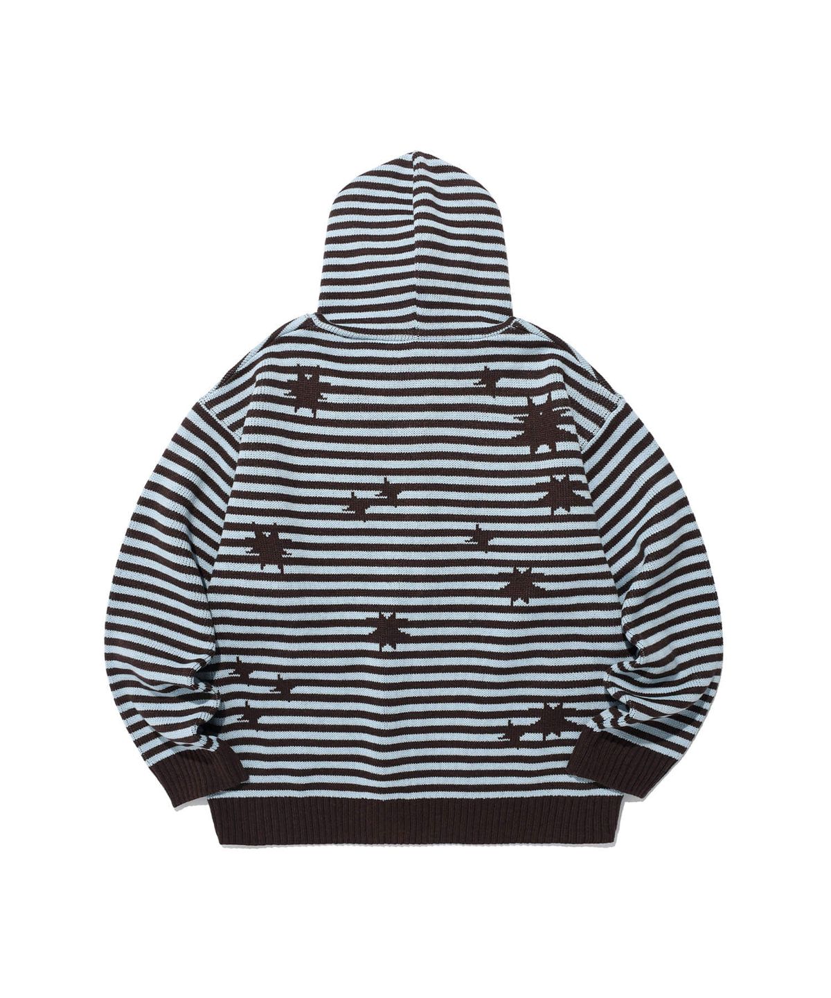 이스트쿤스트(ISTKUNST) STAR STRIPE KNIT HOOD ZIP UP_BROWN(IK2FFMK681A)