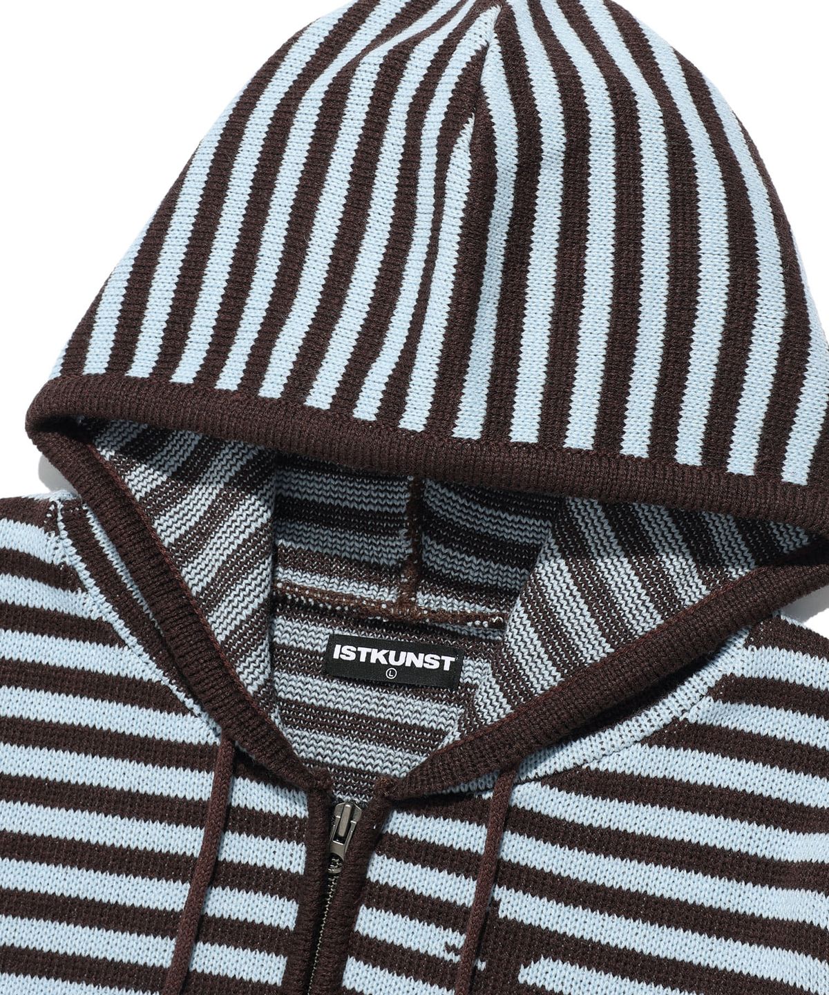 이스트쿤스트(ISTKUNST) STAR STRIPE KNIT HOOD ZIP UP_BROWN(IK2FFMK681A)