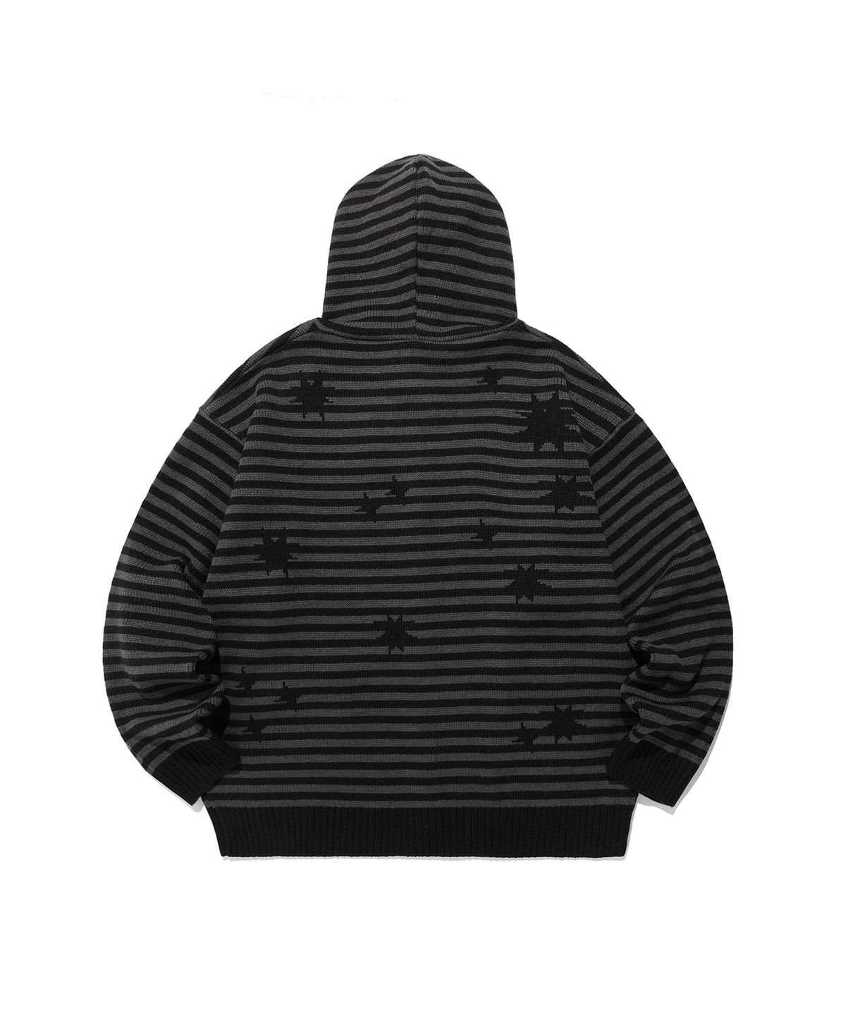 이스트쿤스트(ISTKUNST) STAR STRIPE KNIT HOOD ZIP UP_BLACK(IK2FFMK681A)