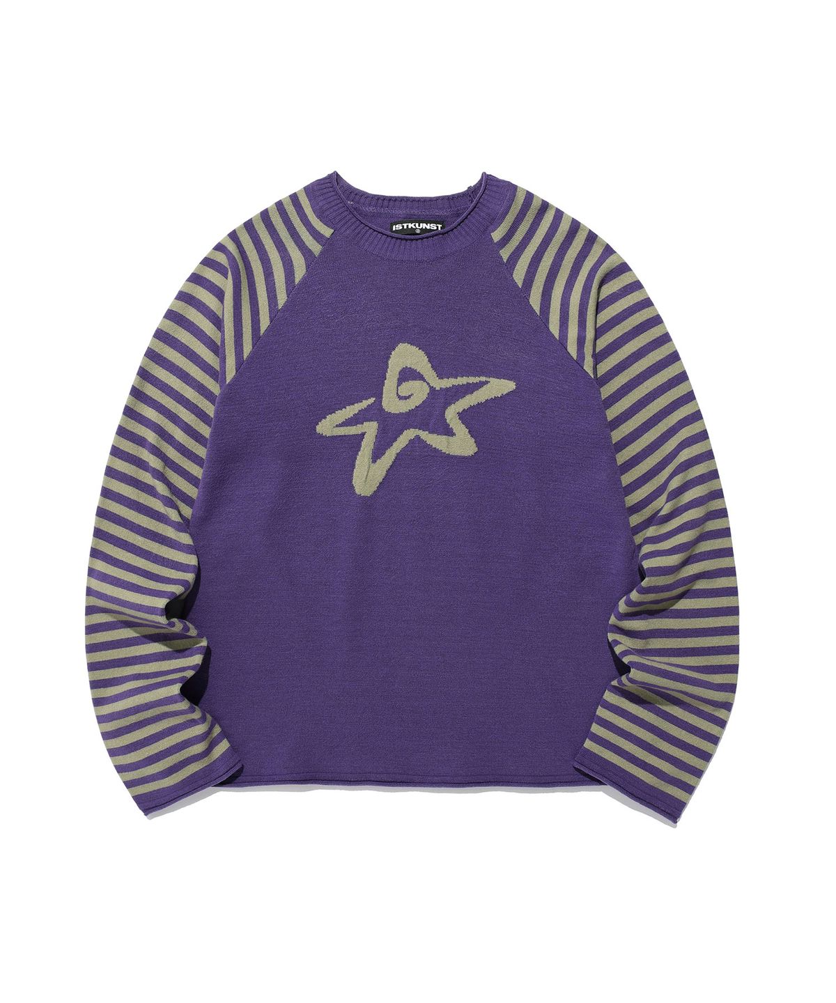 이스트쿤스트(ISTKUNST) STAR STRIPE RAGLAN KNIT_PURPLE(IK2FFMK600A)